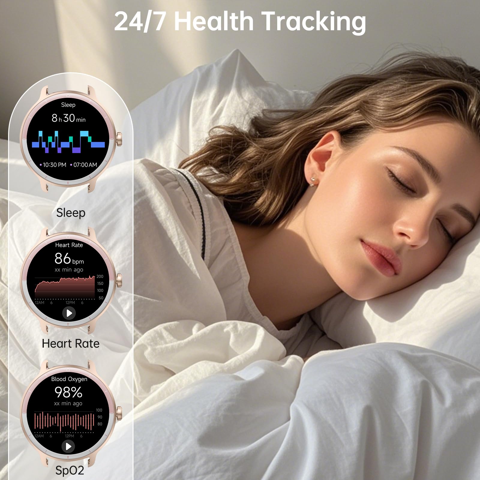 Smart Watch for Men Women(Answer/Make Calls), Smartwatch Built-in AI Voice, 1.27" HD Fitness Tracker with Heart Rate/Sleep/Step/SpO2 Monitor, 100+ Sports Modes, IP68 Waterproof Watch for Android iOS