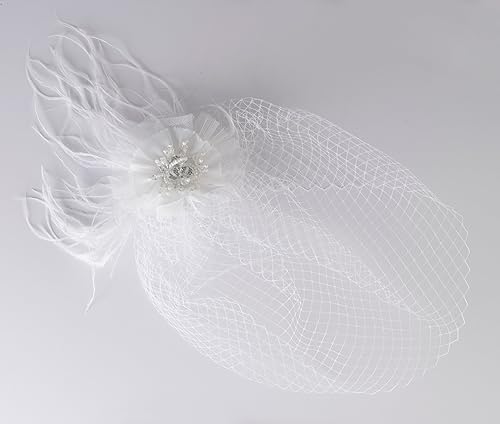 Lillian Rose Decoración de plumas de velo blanco