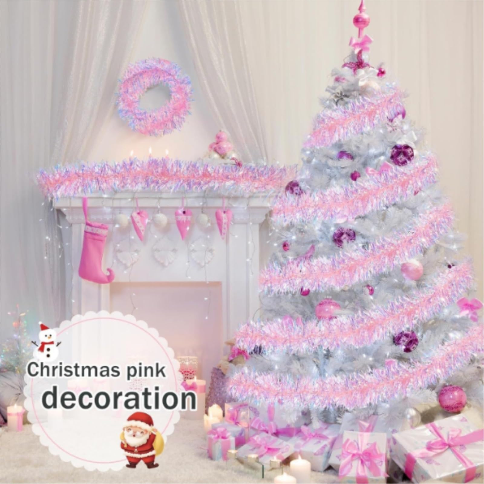 Lametta Weihnachtsbaum 6,5 Fuß Lange Lametta-Girlande for Weihnachtsbaum, Party, Kamin, Hochzeit Girlande Weihnachten(9pcs)
