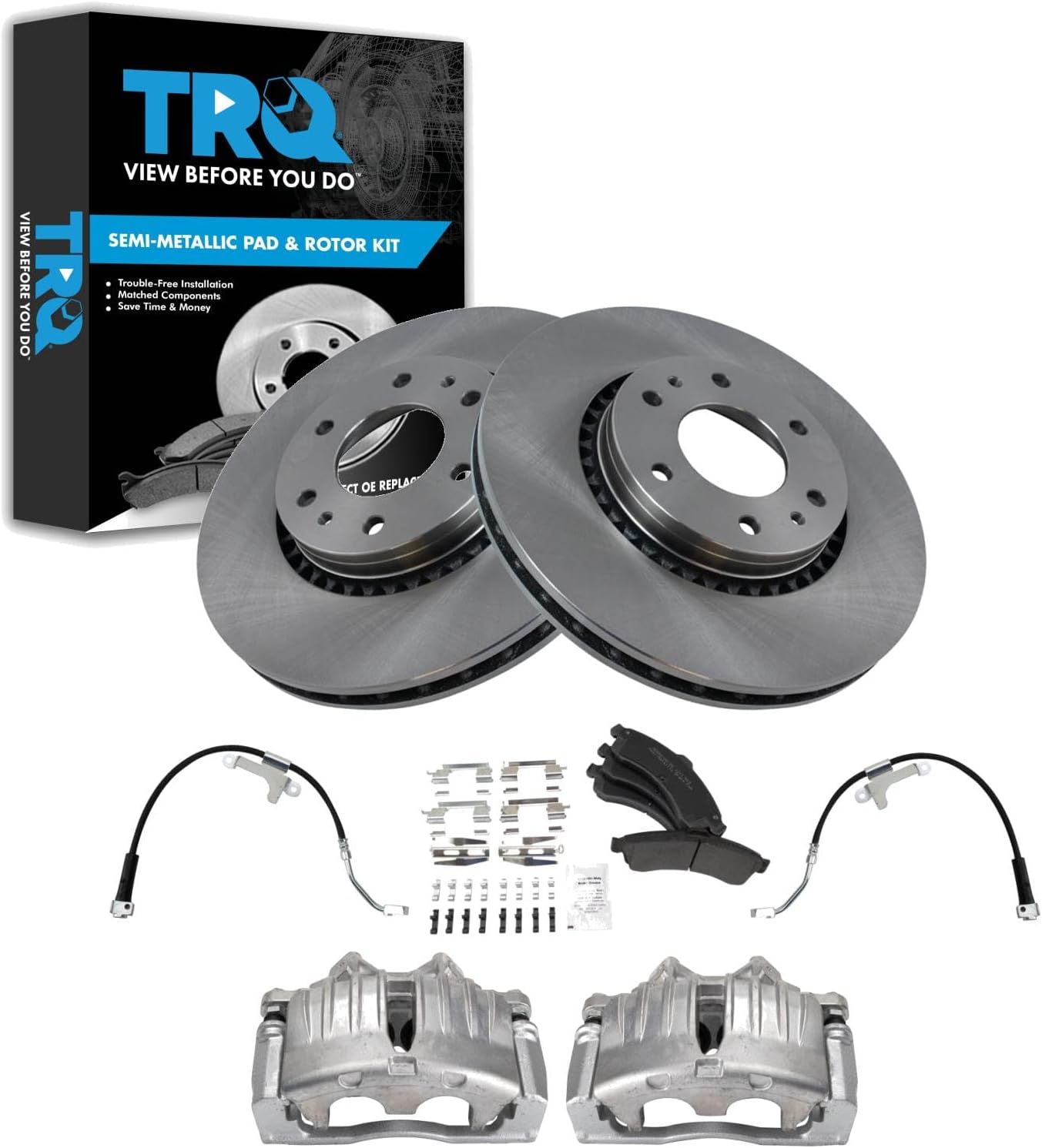 TRQ Front Brake Pad & Rotor Kit Compatible with 2002-2005 Buick Chevrolet GMC Isuzu Saab