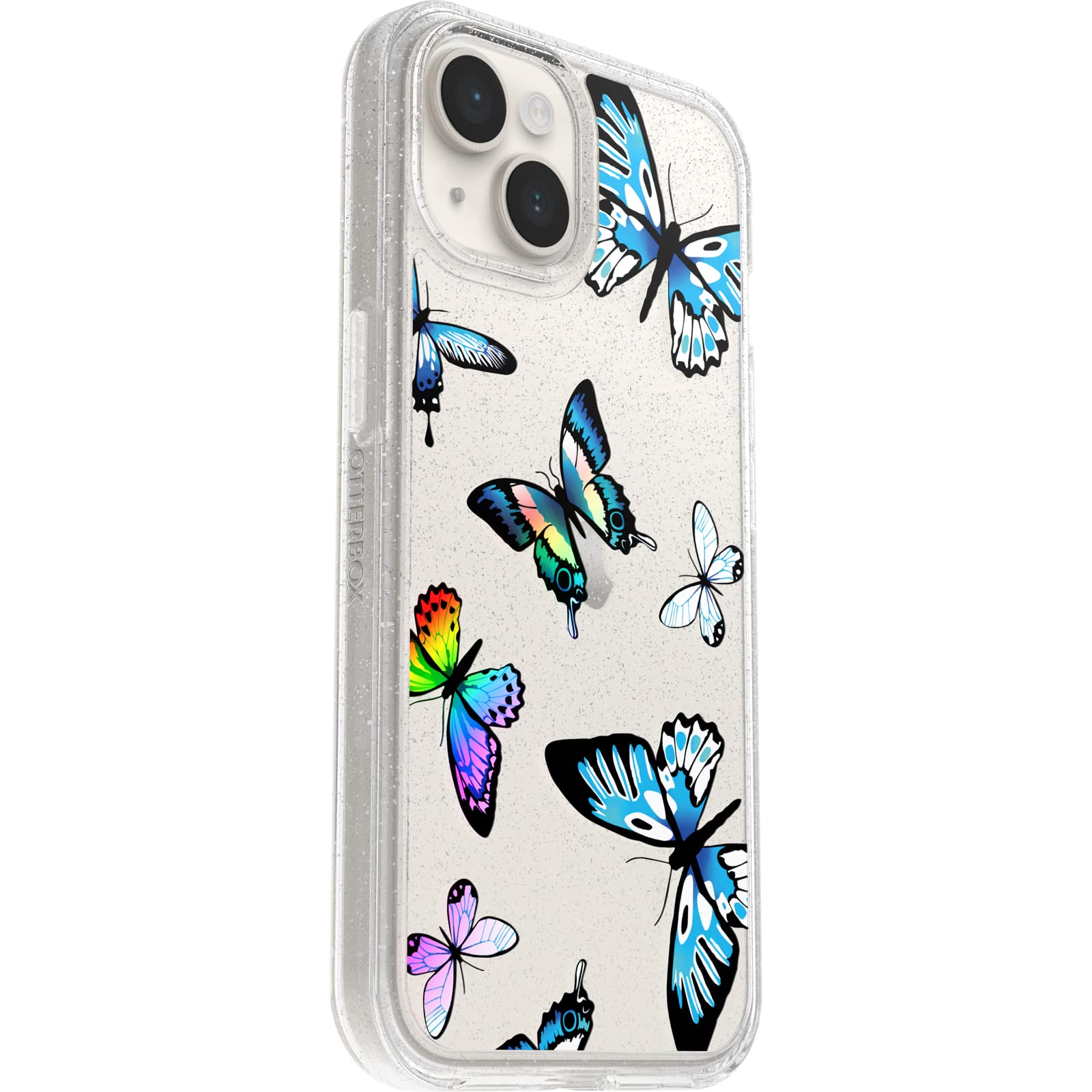 OtterBox Cover per iPhone 14/iPhone 13 Symmetry Clear, resistente a shock e cadute, sottile, testata 3x MIL-STD 810G, protezione antimicrobica, Butterfly