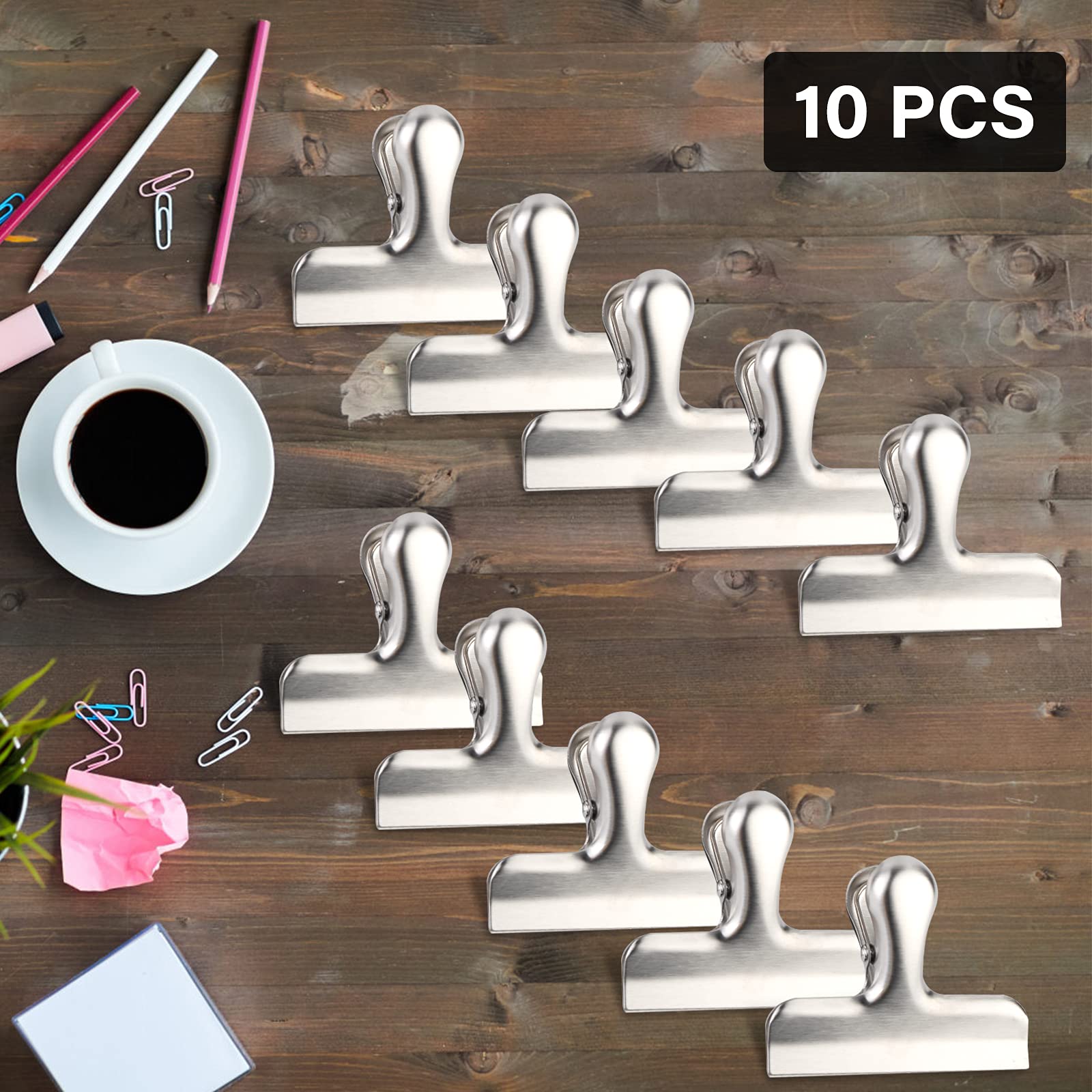 Blausky 4 stuks grote metalen clips, sluitklemmen van 430 roestvrij staal, bulldog clips, bestandsklemmen, zakclips om het vers te houden, sluitclips voor voedselzakjes, 7,5 x 12 cm, zwart Blausky 4 stuks grote metalen clips, sluitklemmen van 430 roestvrij staal, bulldog clips, bestandsklemmen, zakclips om het vers te houden, sluitclips voor voedselzakjes, 7,5 x 12 cm, zwart