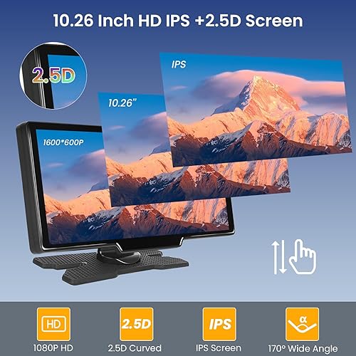 Miniatura 3 de Estéreo portátil para automóvil, pantalla Carplay inalámbrica Apple Carplay Android Auto de 9.3 pulgadas, pantalla táctil IPS, receptores de audio