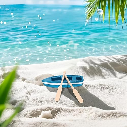 Miniatura 6 de Toyvian Juguetes Mini paleta de madera en miniatura para barco de madera en miniatura, remos de canoa en miniatura, bote, bote, canoa, modelo, micro