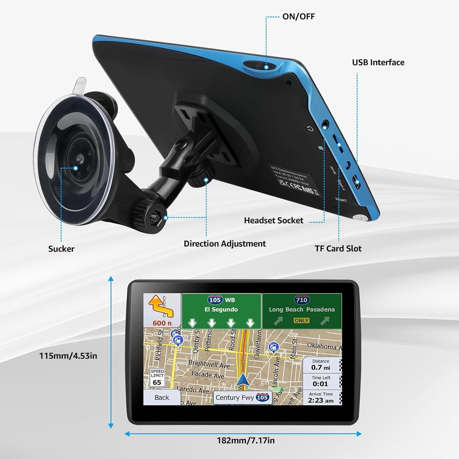 GPS Navigator for Car Truck RV, 7-Inch Car GPS with 2026 Maps Free Lifetime Updates, Voice Guidance, Speed Camera Alerts, Custom Truck Routing, Turn-by-Turn Voice Guidance — view 7