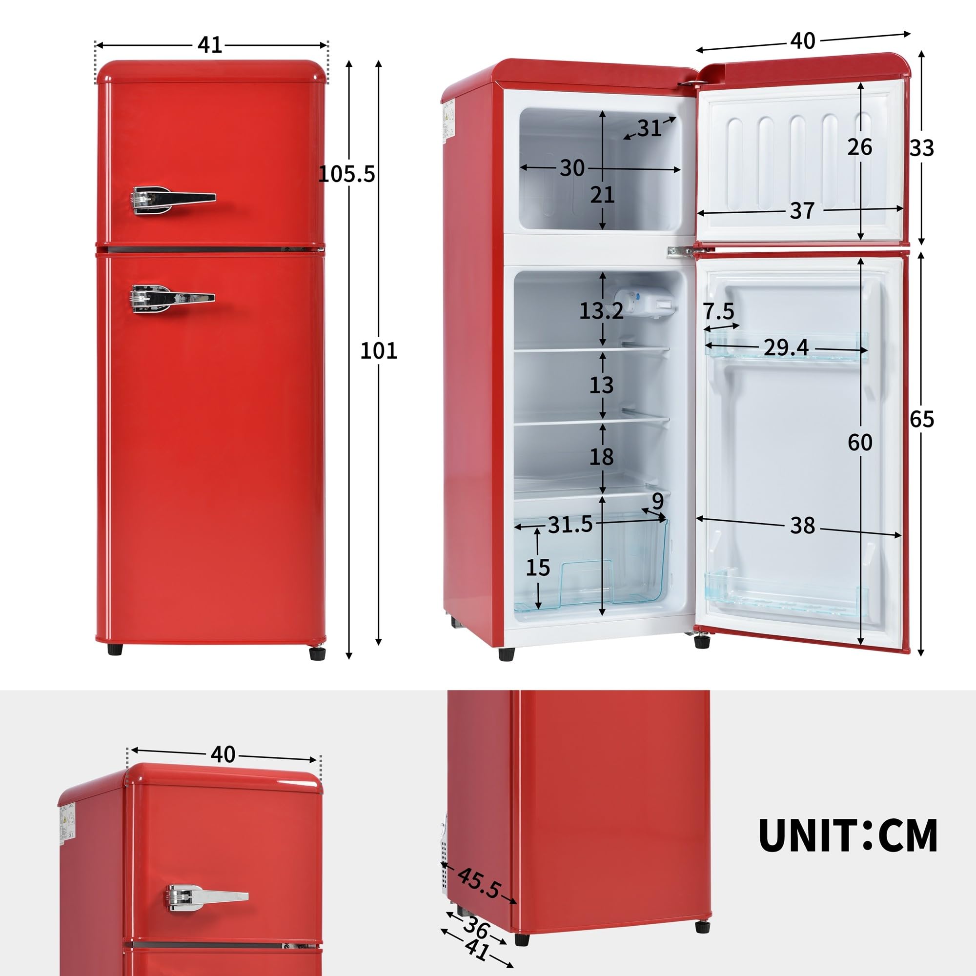 Nevera Congelador,92L Nevera Retro,pequeña y silenciosa, Mini Nevera para Bebidas, Nevera de Camping,116 kWh/año Red