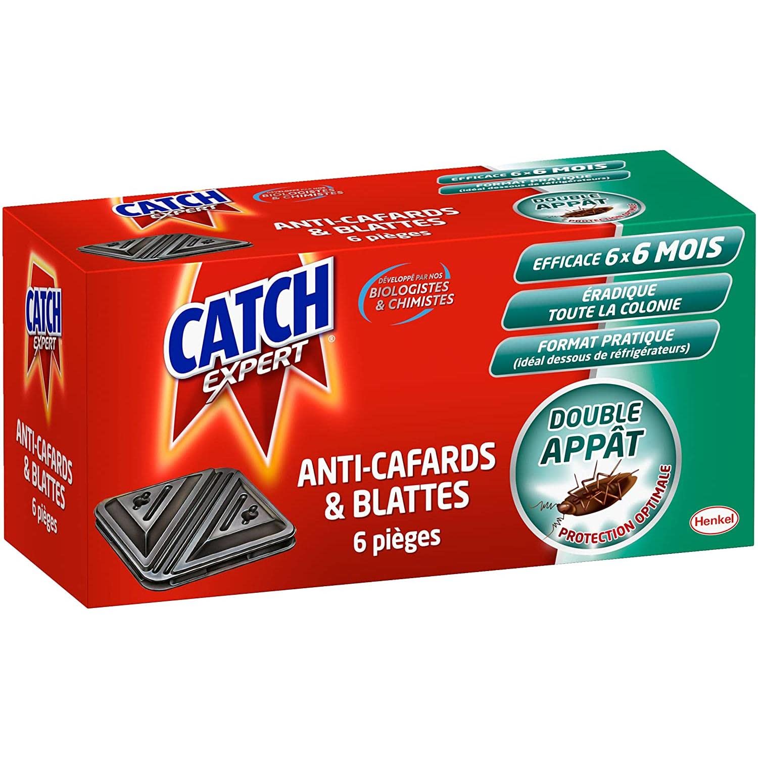 CATCH Lot de 4 boîtes de 6 pièges contaminateurs Anti–Cafards & Blattes