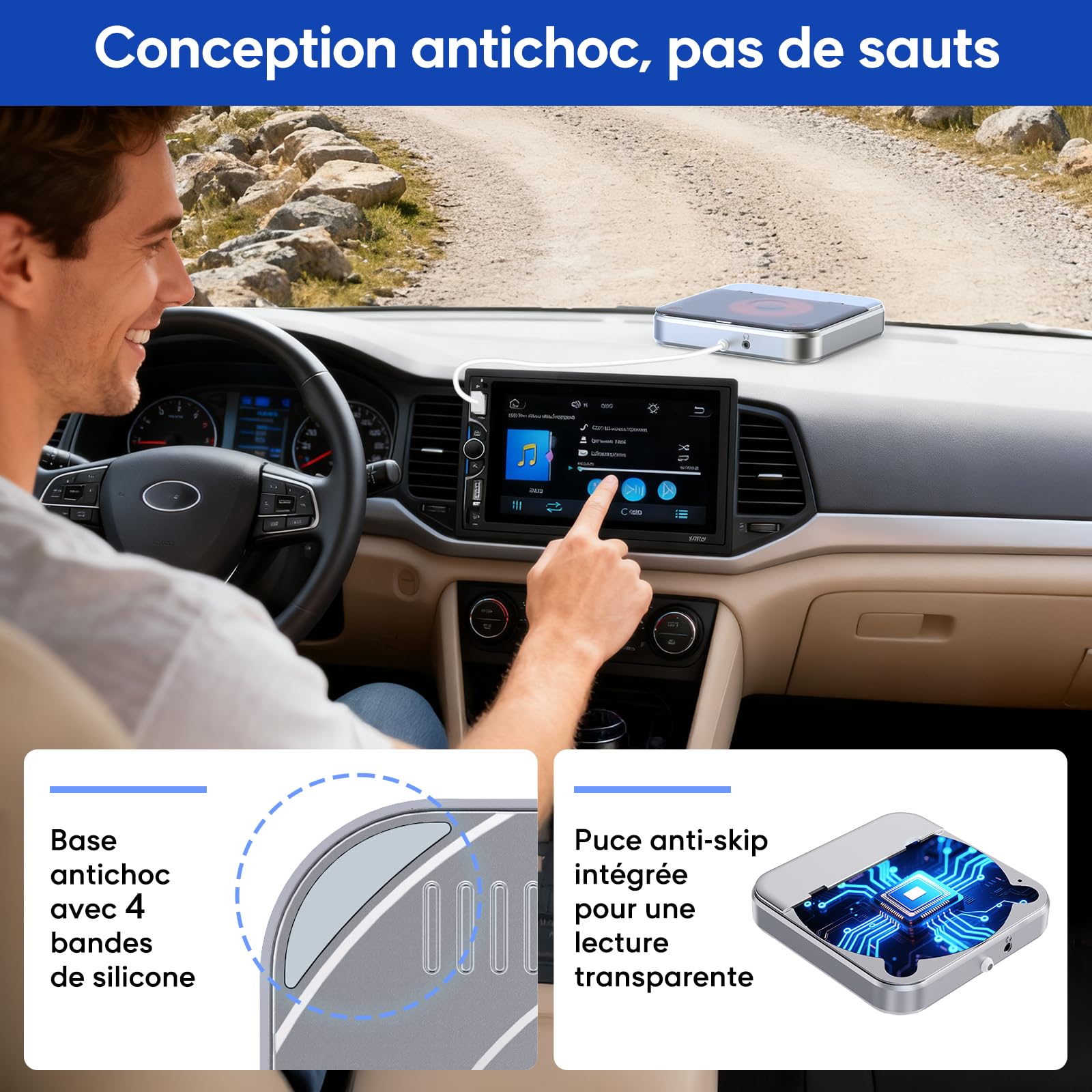 Lecteur CD Voiture USB CENXINY Externe Universel AUX Adaptateur USB-C Câble 1,5 m