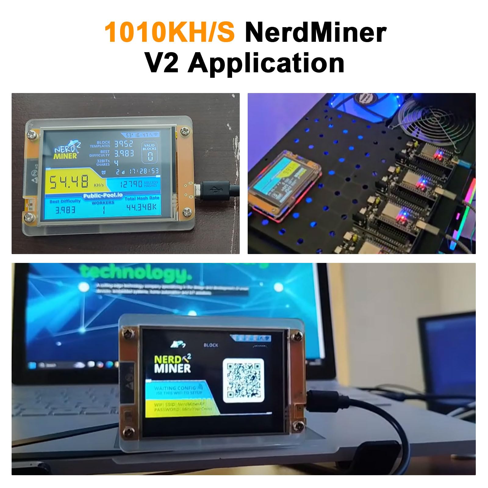 NerdMiner V2 Mining Bitcoin Binghe 1010KH/S NerdMiner V2 Bitcoin Miner con  2.8