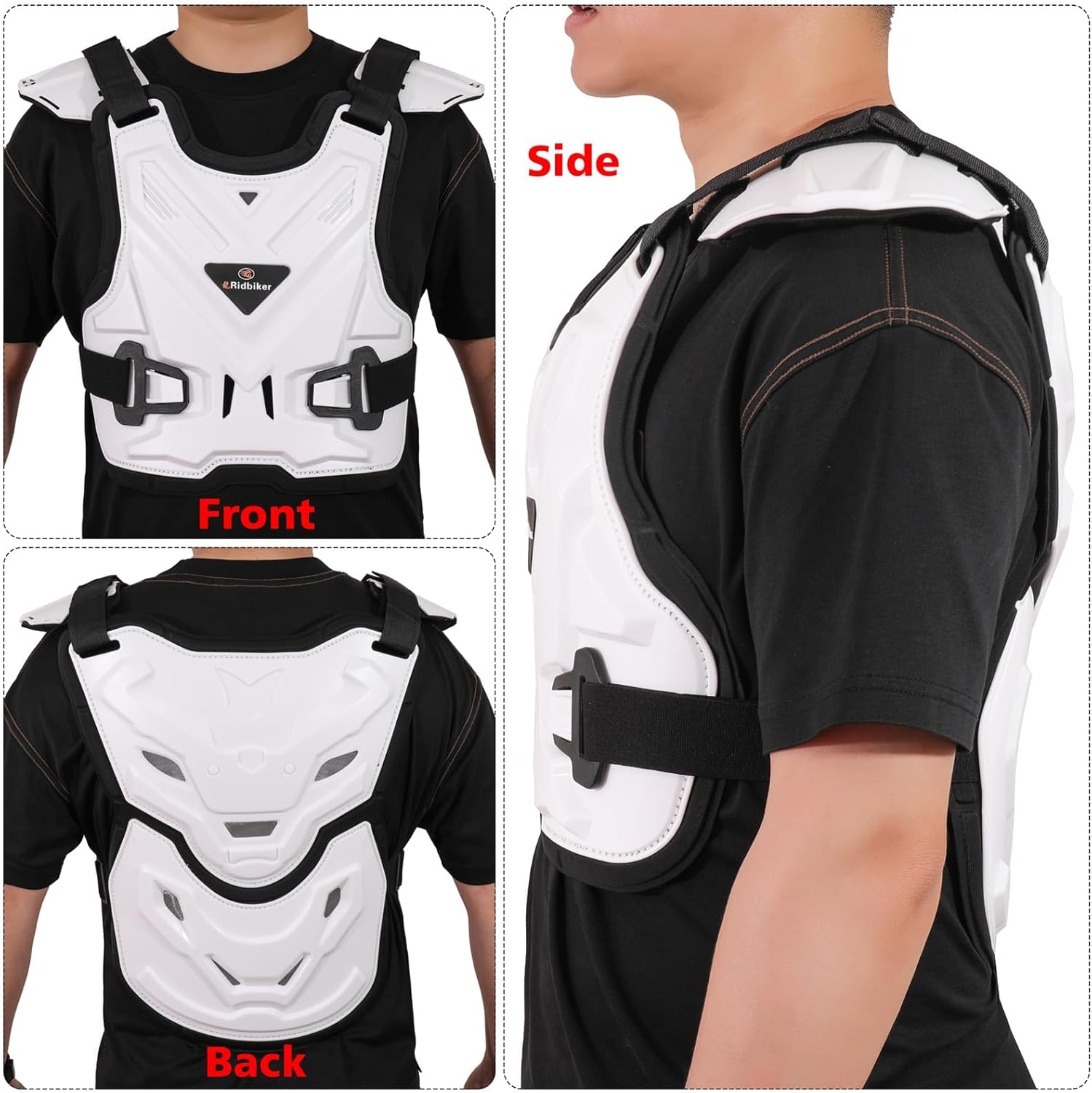 Motorcycle Body Armor Vest, Dirt Bike Chest Protector with Back Support & Breathable Mesh, Motocross Gear for MTB Off-Road Racing Mountain Bike - Image 6