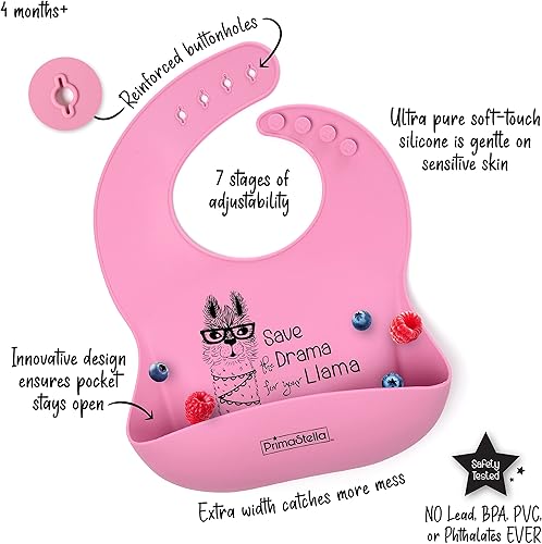 Miniatura 2 de Baberos de silicona para bebés  Babero suave ajustable impermeable para bebés y niños pequeños  Sin BPA