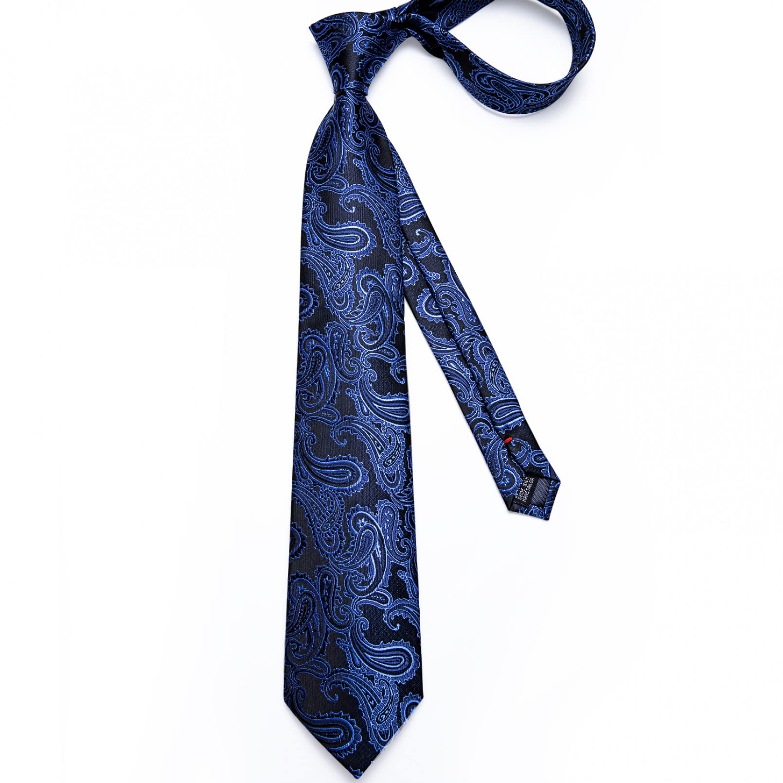 Corbata de los hombres Corbata azul Paisley Floral Hombres Negocios Corbata 8cm Ancho Seda Corbata Broche Set Regalo de los Hombres