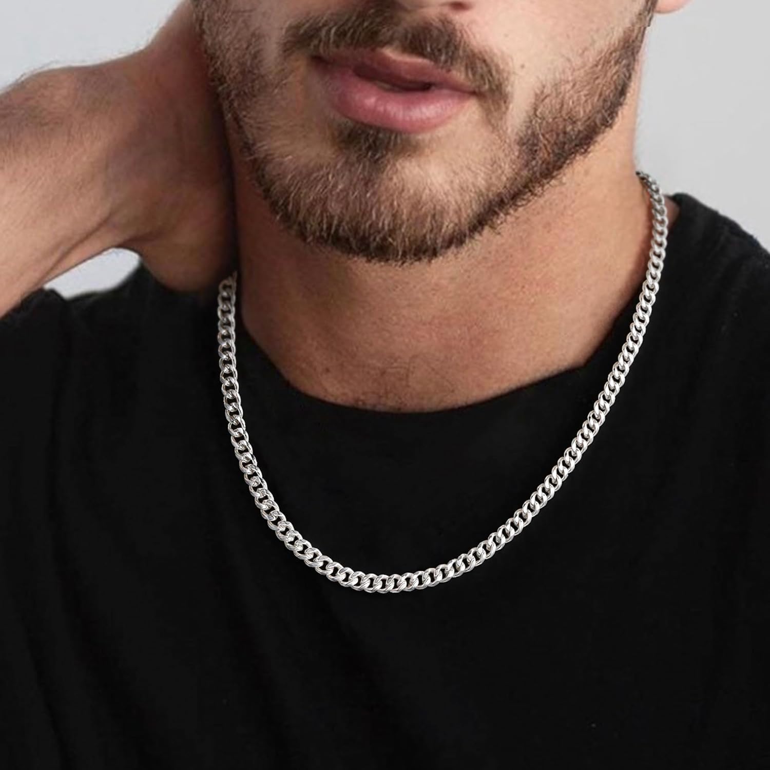 S925 Sterling Silver Chain Necklace for Men,5.5mm Sterling Silver Cuban Link Curb Chain Necklace for Women Men Jewelry, 18 20 22 24 26Inch - Image 4