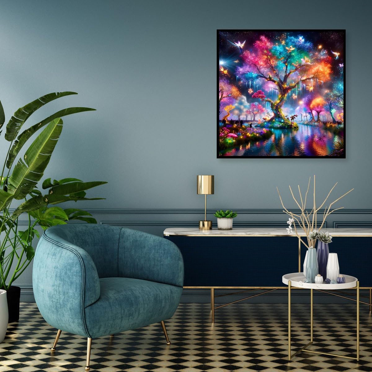 DIY Kit pittura diamante Albero della vita colorato, 5D Diamond Painting Kit Completo per Adulti, Strass Arte e Artigianato Fai da Te, Decorazione per