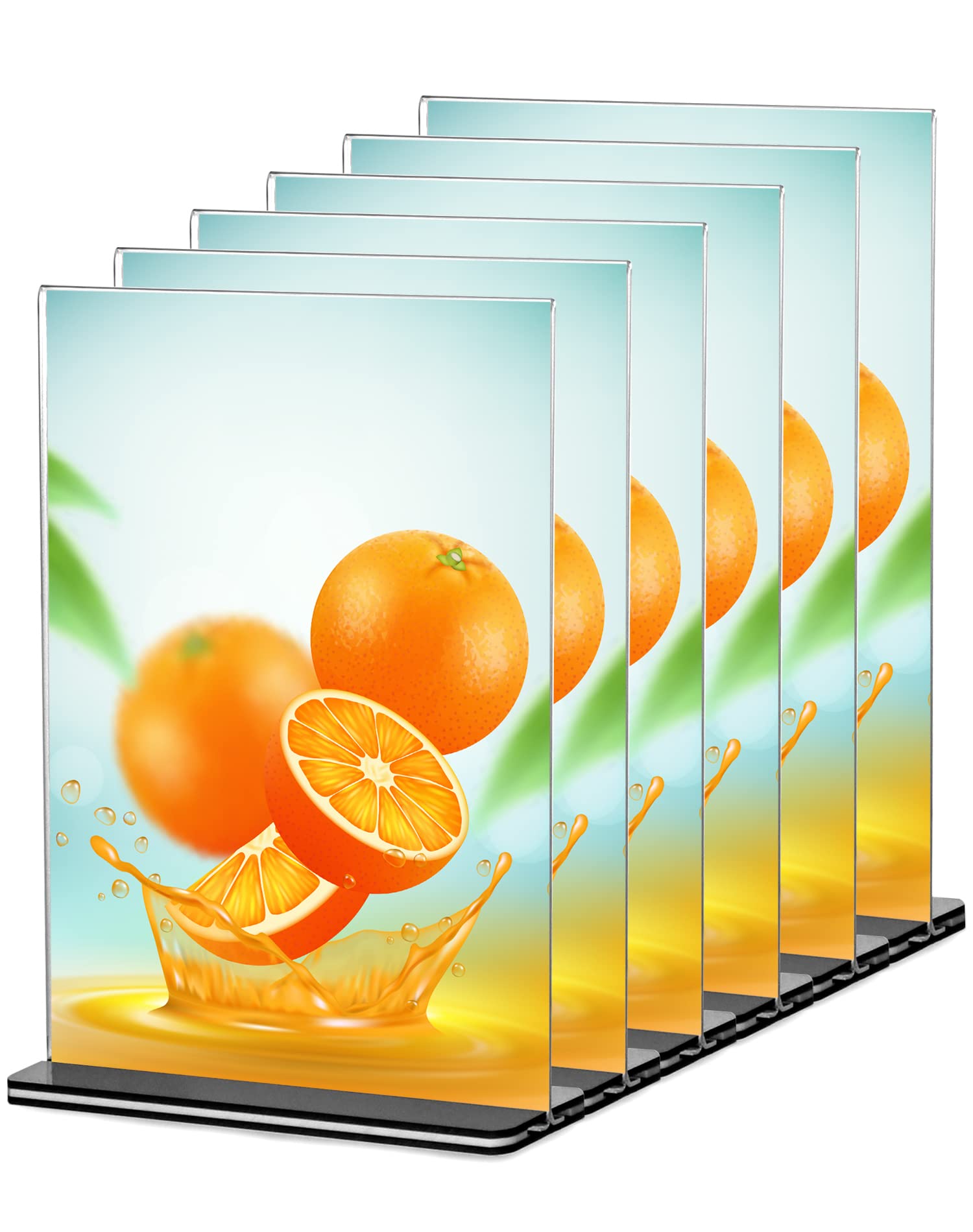 QWORK® 6 Pack A5 Acrylic Sign Holder with Base, Double Sided Acrylic Display Stand Poster Menu Holder for Office Hotel Restaurant Exhibition Wedding