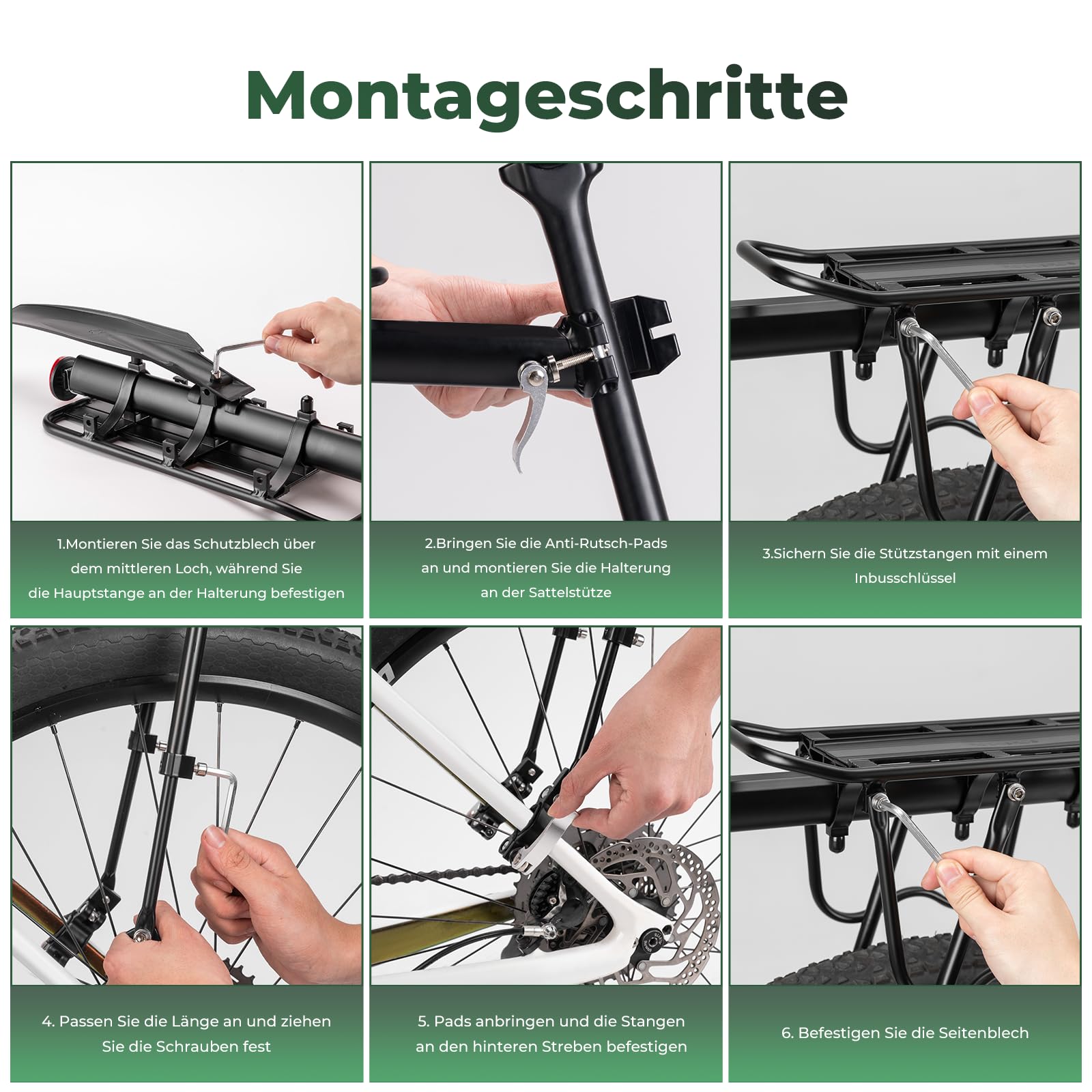 ROCKBROS Fahrrad Gepäckträger Mountainbike Gepäckträger Schnellspanner mit Reflektor 24-29 Zoll mit/ohne Schutzblech Aluminiumlegierung