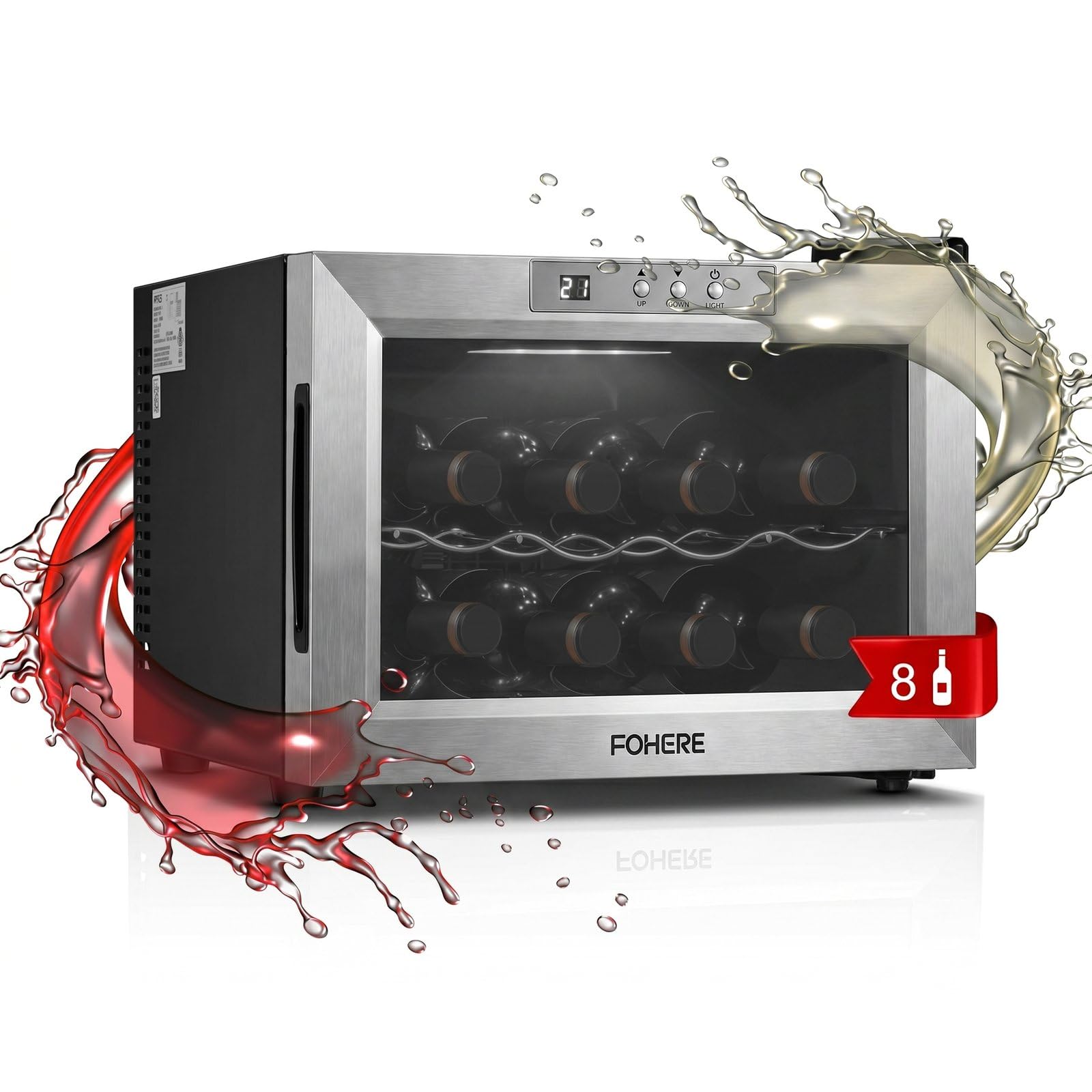 FOHERE Wine Cooler Stainless Steel
