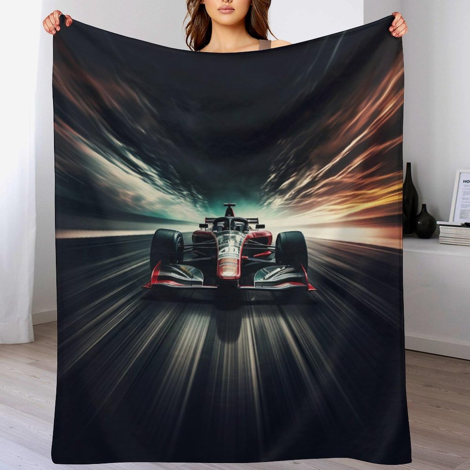 GFTTTFG F1 Racing Flannel Throw Blanket for Women Men Girls Boys All Seasons Soft Cozy Throws Blankets for Couch Sofa Bed （180×200cm）