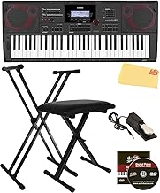 Casio CT-X5000 61-Key Keyboard Bundle with Adjustable Stand, Bench, Sustain Pedal, Online Lessons, Austin Bazaar Instructional DVD, and Polishing Cloth