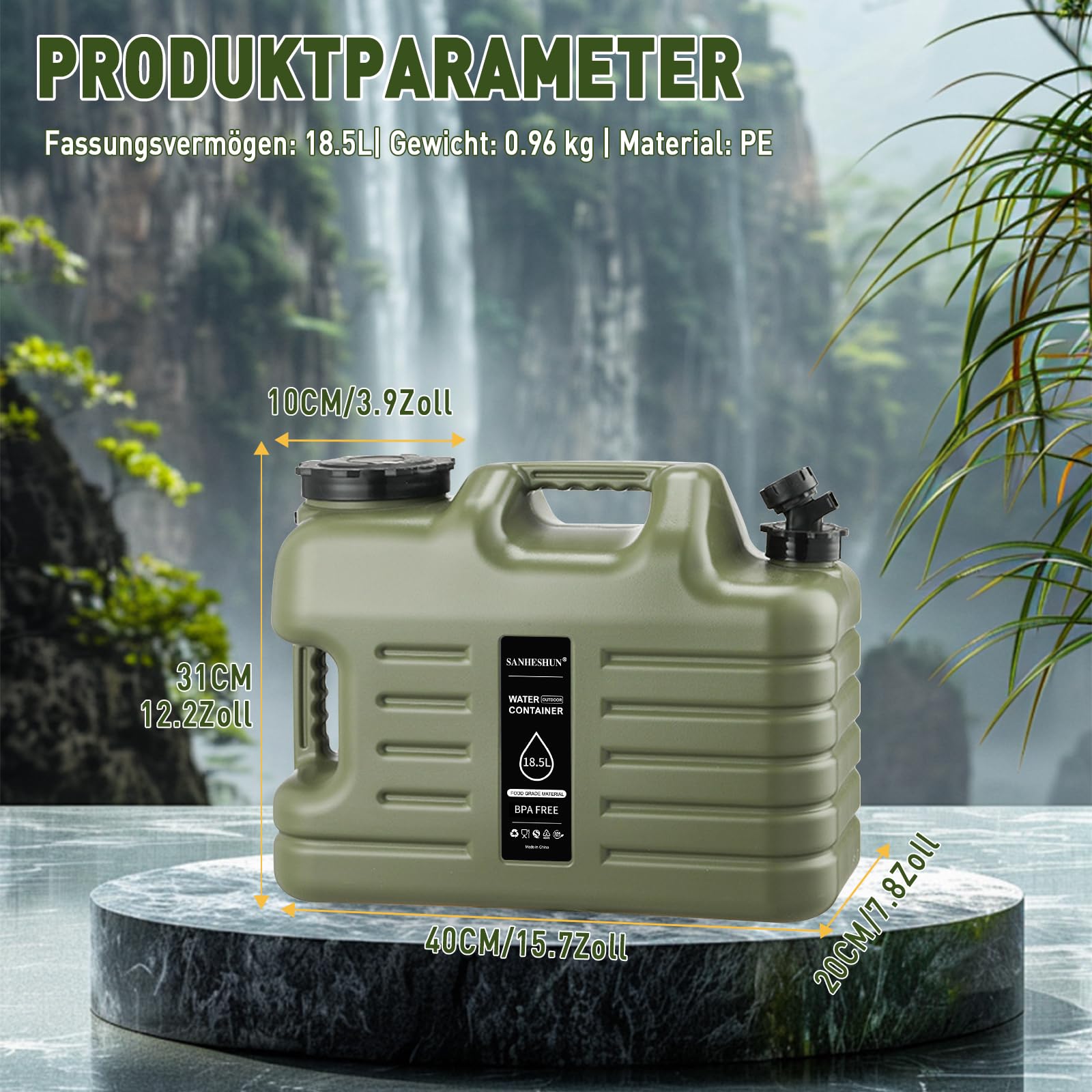 Wasserkanister mit Hahn, 10L / 12L / 18.5L , 28L Kanister mit Rollen