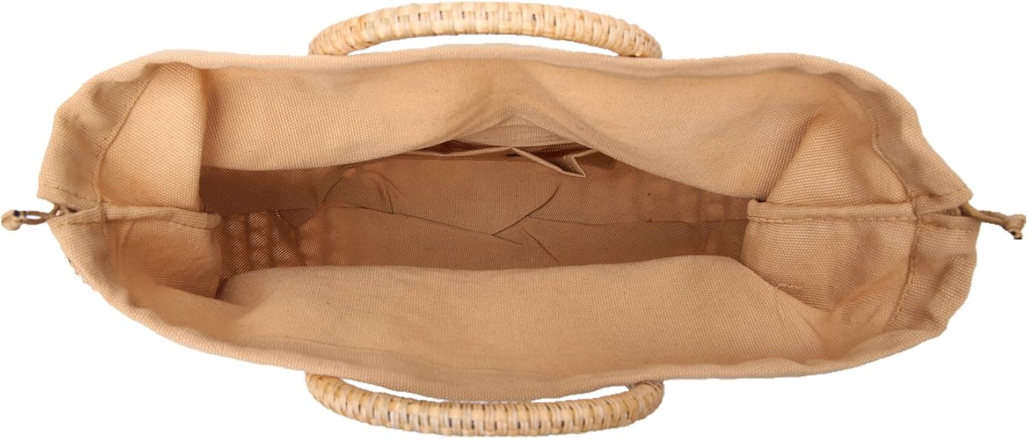 Miniatura 6 de JOLLQUE Bolsa de playa de paja para mujer, bolsas tejidas a mano, bolsos de paja de verano, Amarillo