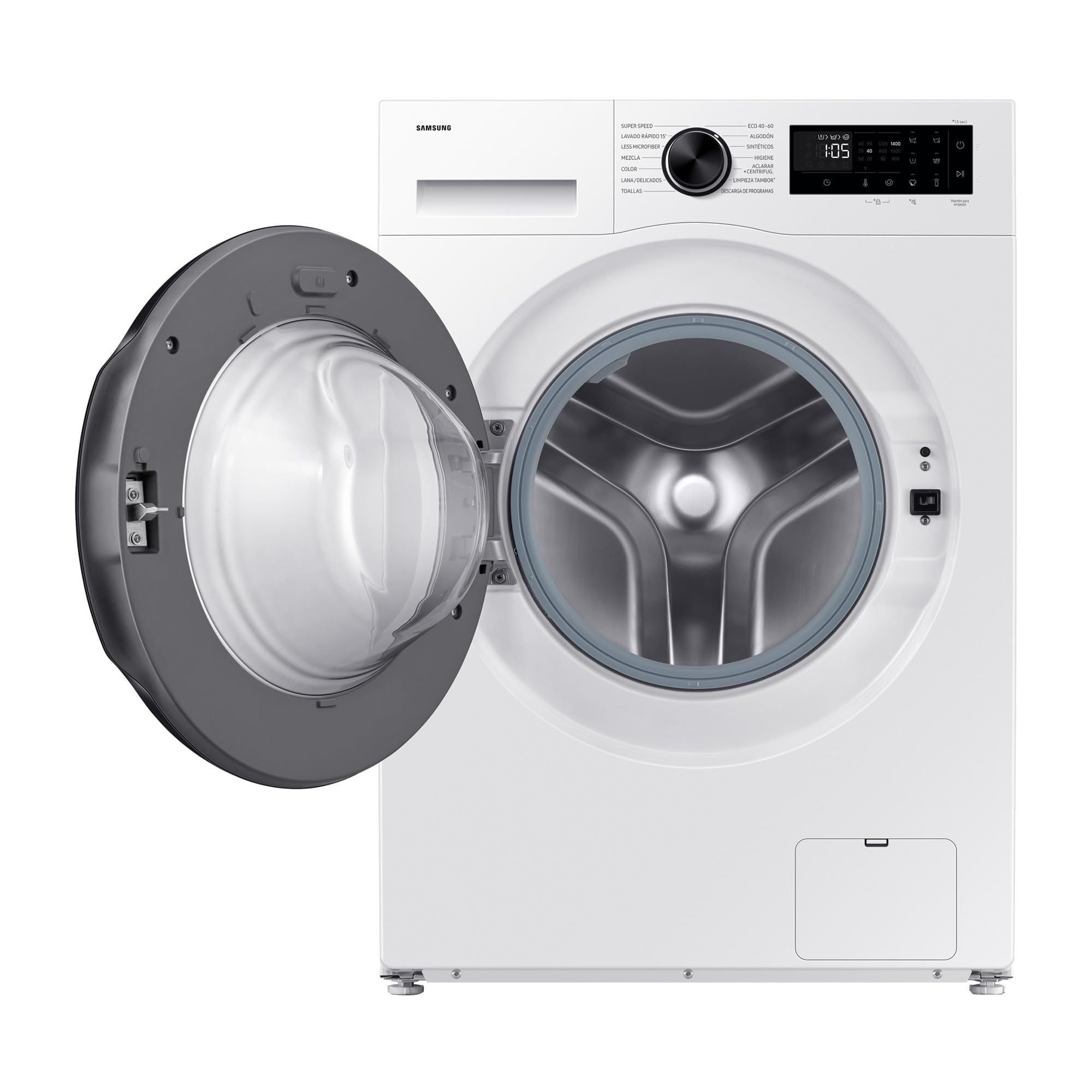 Samsung WW90DG5G34AEEG Waschmaschine WW5100D SLIM 9 kg 48 cm tief Dampfprogramm AI Energy Mode Ecobubble WiFi Mikroplastik-Programm AI Wash SuperSpeed 39 Min. Weiß