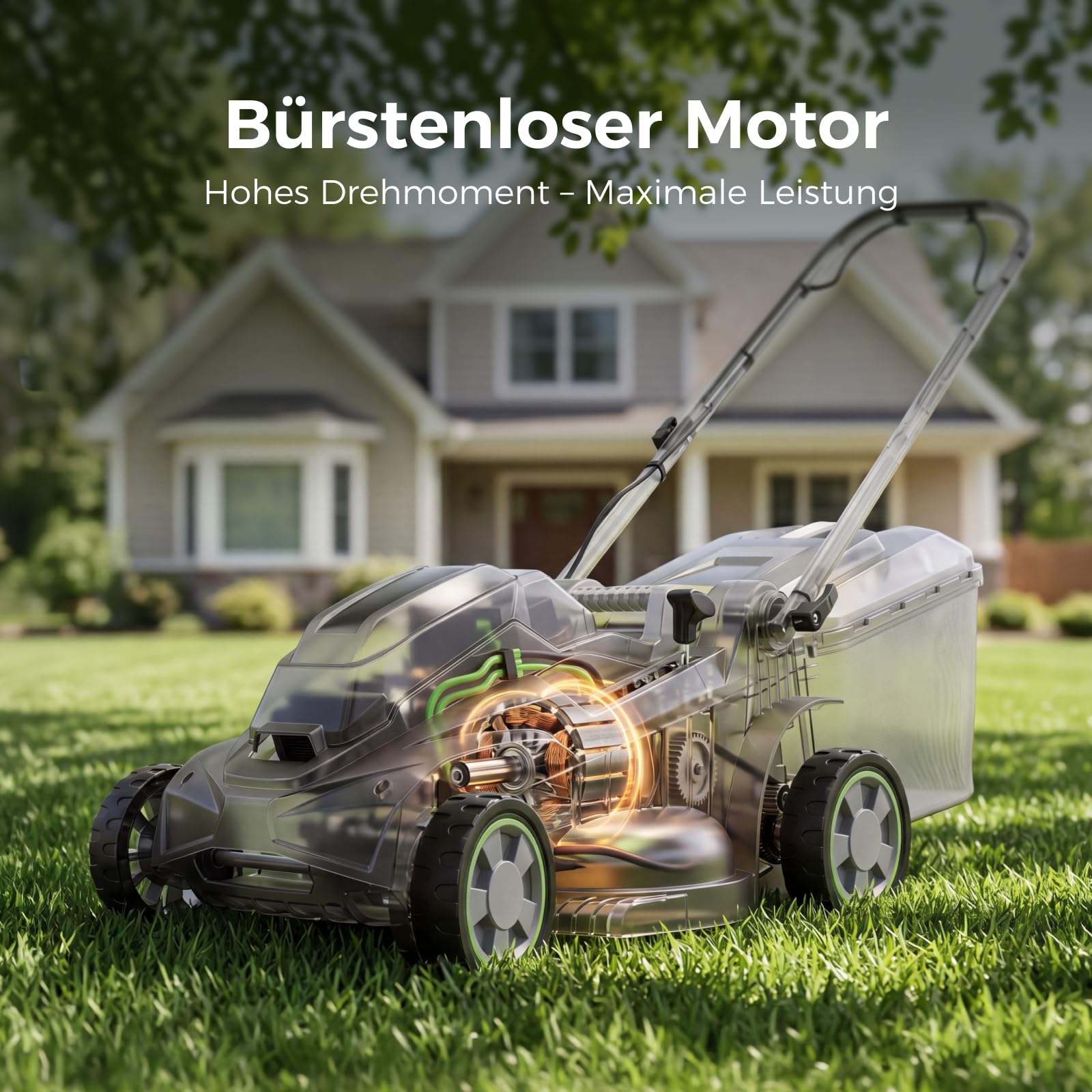 NovorikX 40V bürstenloser Akku-Rasenmäher 43 cm Schnittbreite