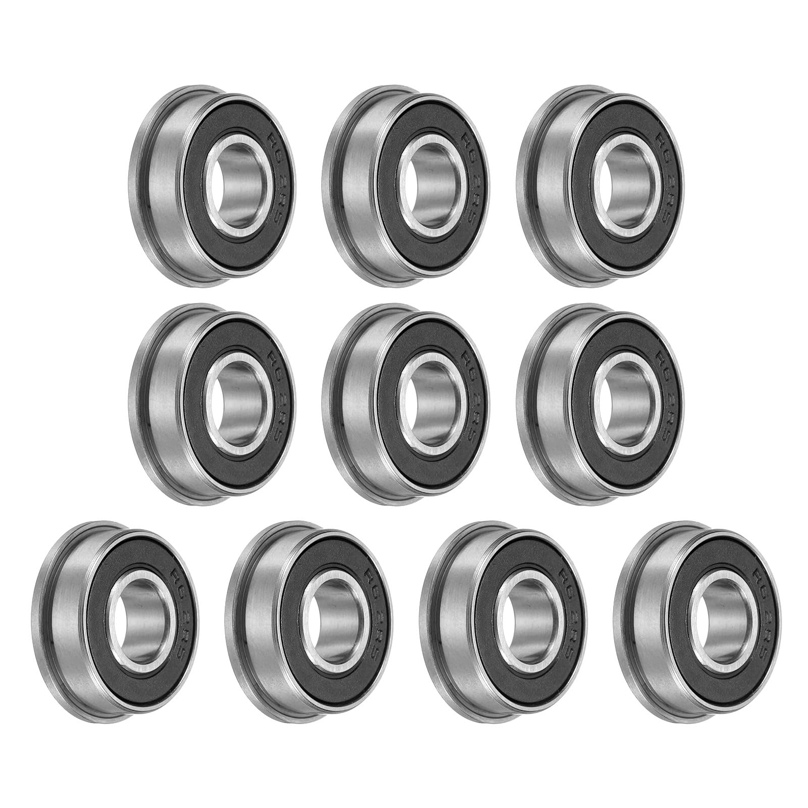 uxcell 10pcs FR6-2RS Flanged Ball Bearing 3/8 x 7/8 x 9/32 Chrome Steel Double Rubber Seals Miniature Bearing, Deep Groove Ball Bearings, P6 (ABEC 3)
