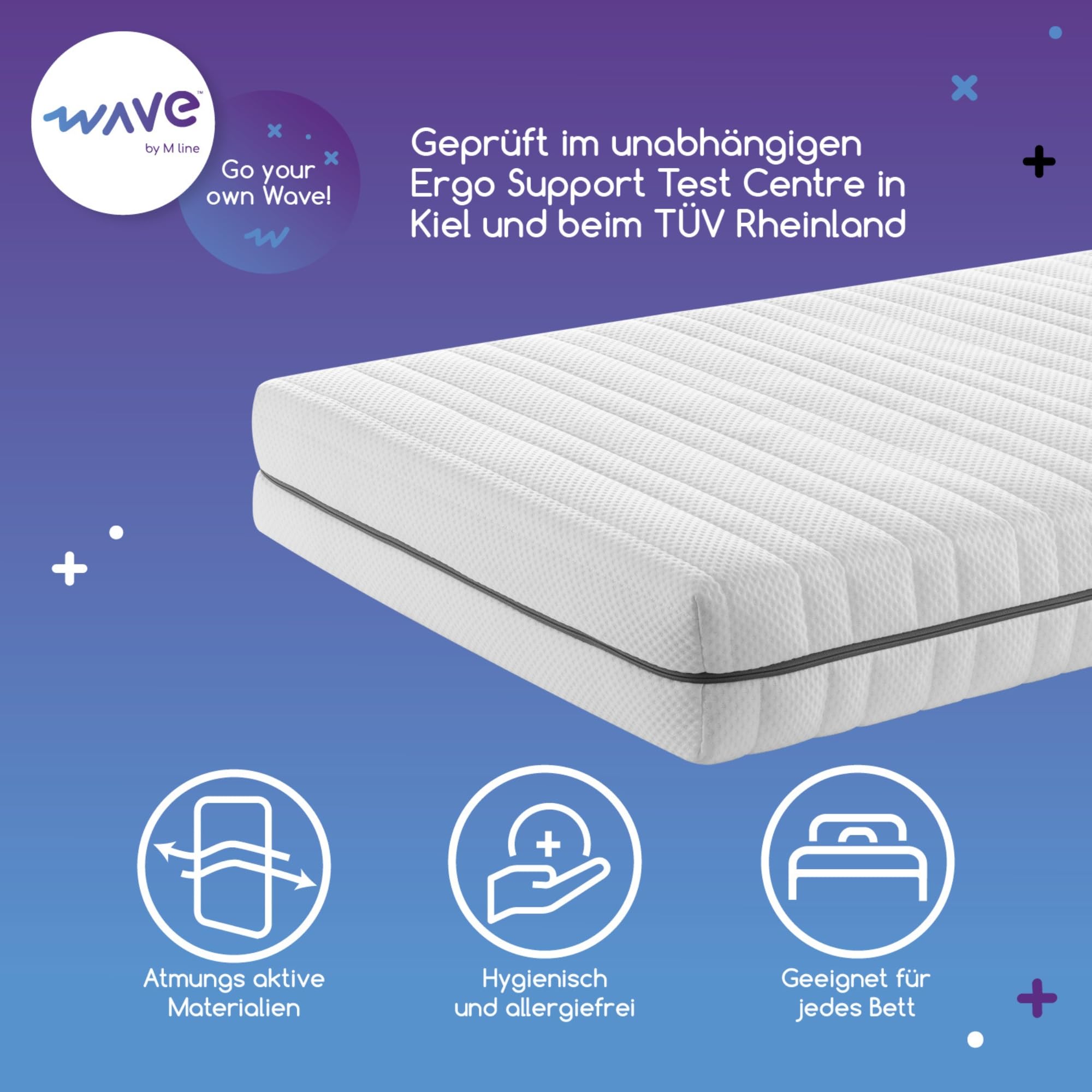 M LINE | Wave Smart Taschenfederkernmatratze 90x200cm H3 | 7 Zonen 