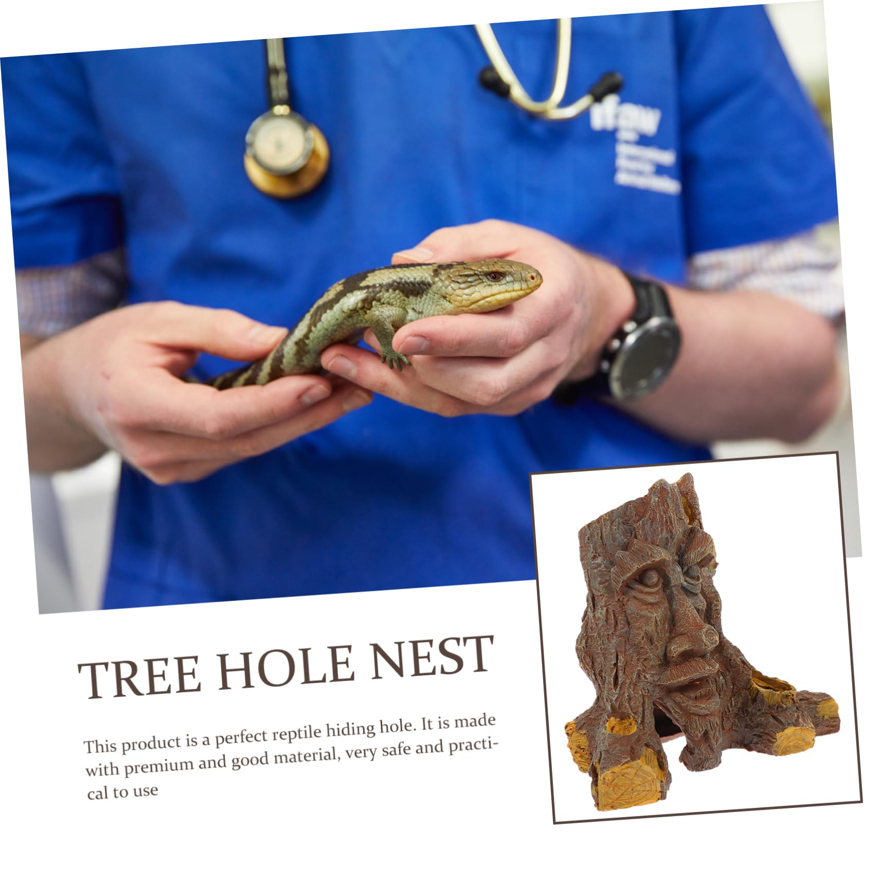 Nascondiglio per Rettili a Forma di Albero in Resina | Effetto Caverna per Terrario, Ambiente Oscuro e Sicuro, Decorazione Habitat per Gecko e Altri Sauri