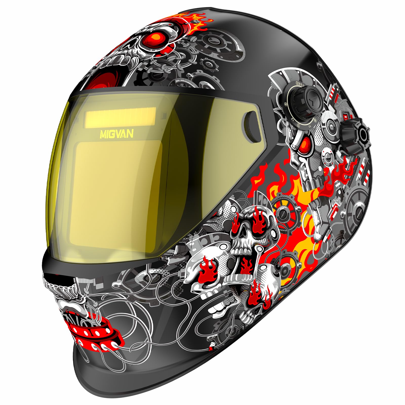 MIGVAN Schweißhelm Automatik 0,1 ms Abdunkelung,True-Color Schweißmaske, 100×82 mm Sichtfeld, Solar Batterie, Welding Mask, DIN 4/5-9/9-13, Schweisshelme für MIG TIG MMA ARC Schleifen H21