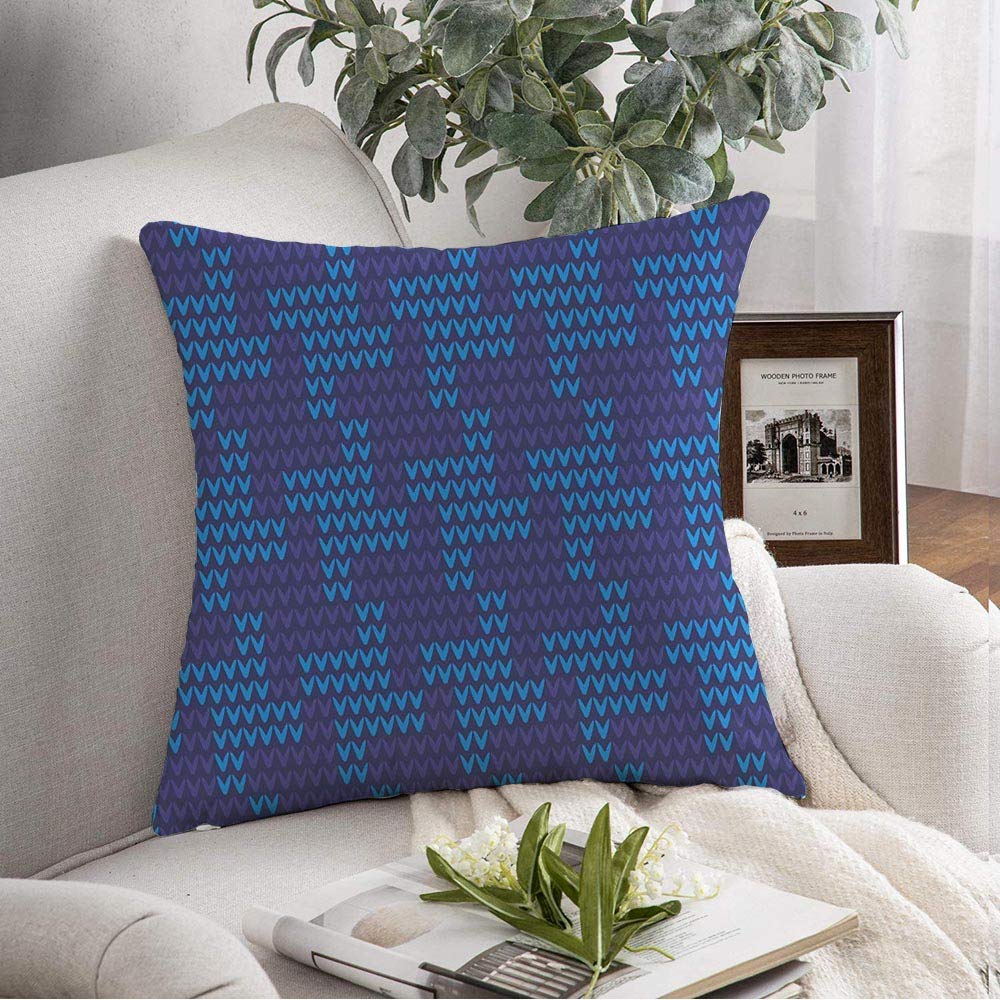 Decorative Throw Pillow Cover Glen Plaid Check Pattern Turquoise Classic Geo Blue for Geometric Close in Textures Tartan Square Pillowcase Soft Cushion Case for Sofa Couch Bedroom Car 18x18 Inch