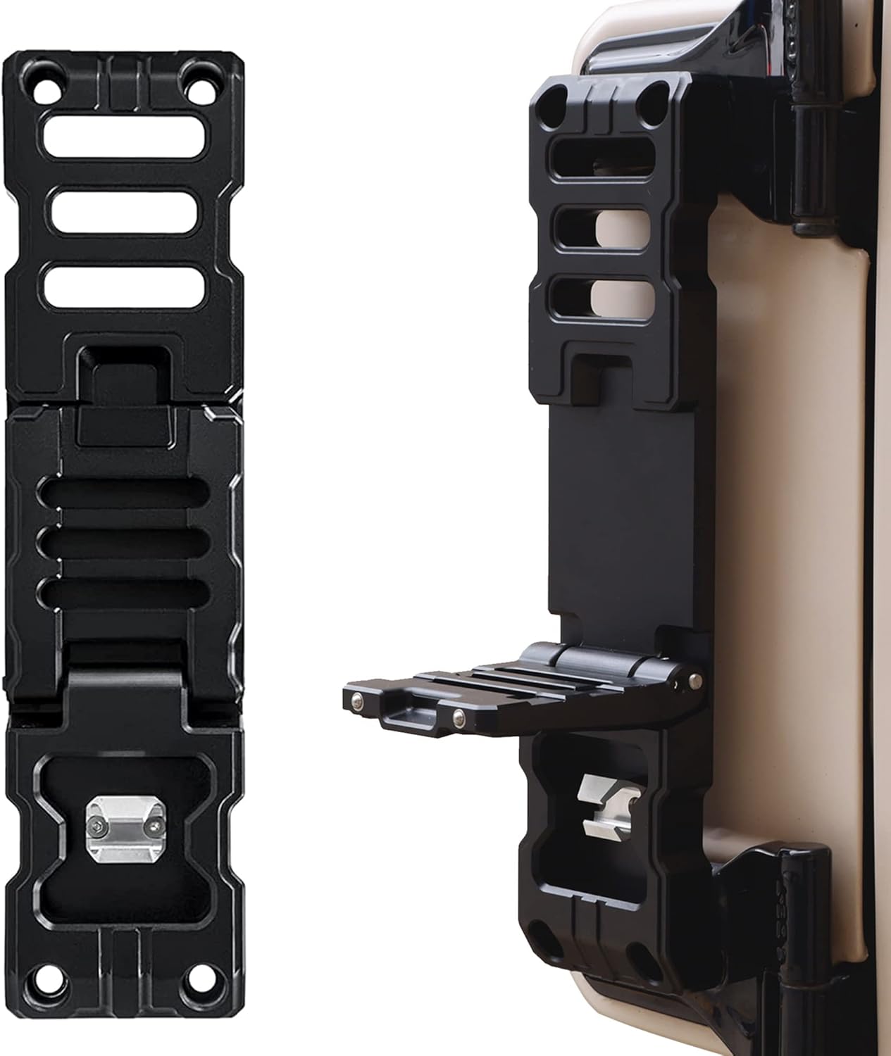 Side Door Hinge Foot Step Compatible with Jeep Wrangler JK JKU JL JLU Gladiator JT 2007-2023, Aluminum Alloy Folding Car Door Step for Car Roof Access w/Bottle Opener- 1 Pack(Not fit 2021 Gladiator)