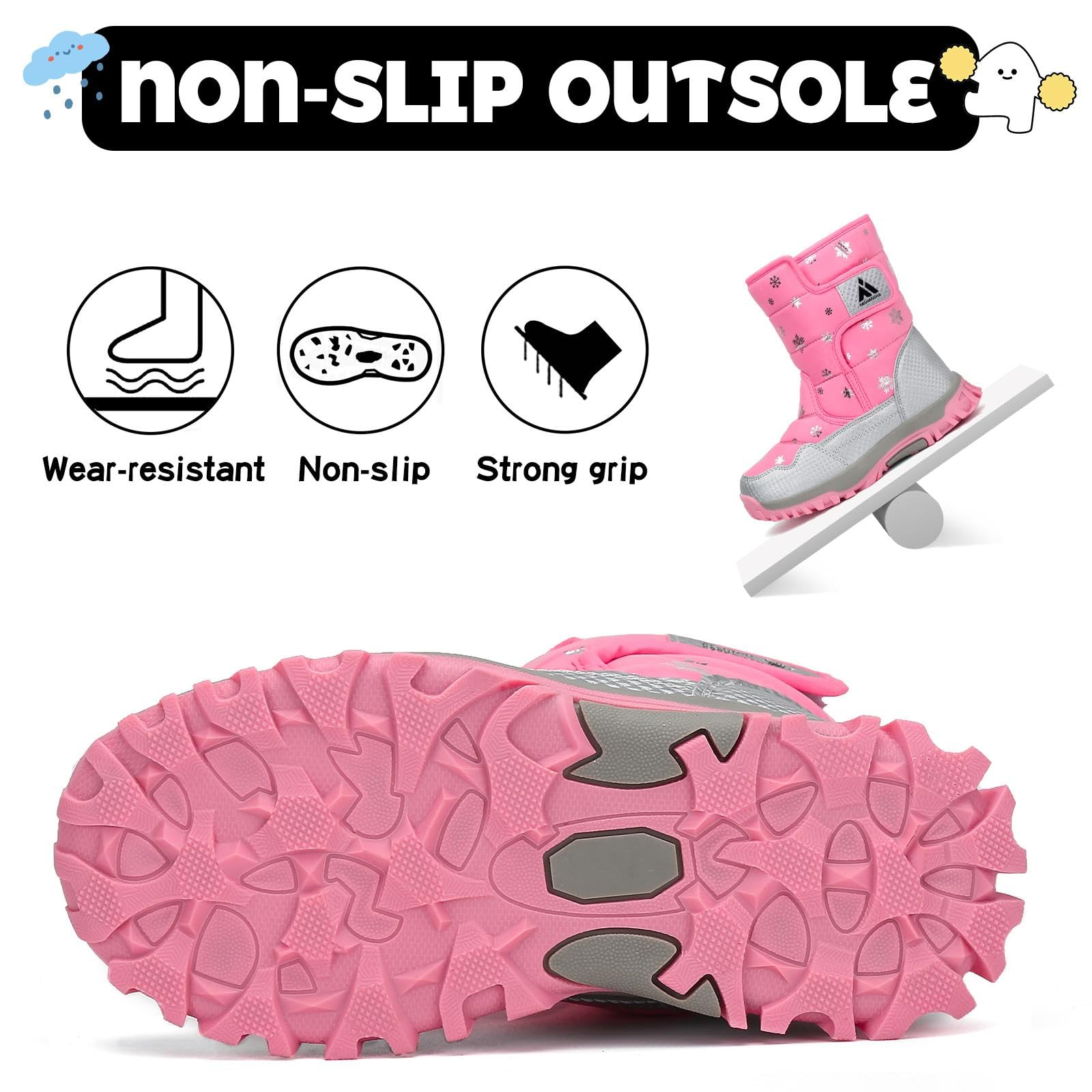 Mishansha Bambini Stivali da Neve Ragazze Caldo Fodera Stivaletti Invernali Ragazzi Scarpe Comodo Antiscivolo