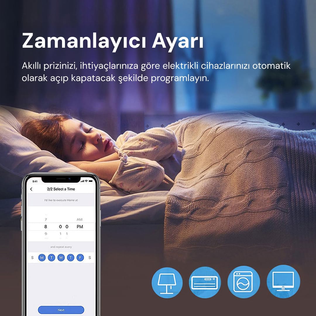 YECO SP-16 Akıllı Priz, Wi-Fi Uyumlu, Telefonla Kontrol, 16A Akım Koruma, Enerji İzleme