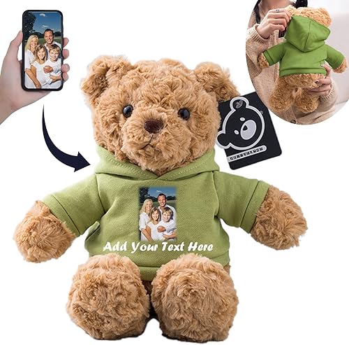 Oso de peluche personalizado, juguetes de peluche con texto personalizado + imagen como regalo personalizado para novia, novio en el día de San