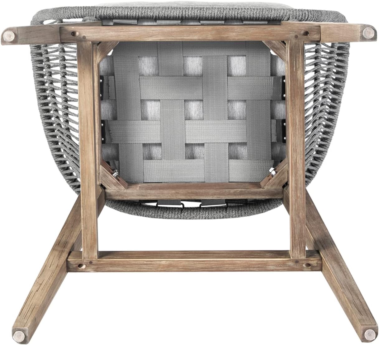 Armen Living Tutti Frutti Modern Indoor Outdoor Counter Chair Bar Stool in Light Eucalyptus Wood with Gray Rope, 30" Seat Height