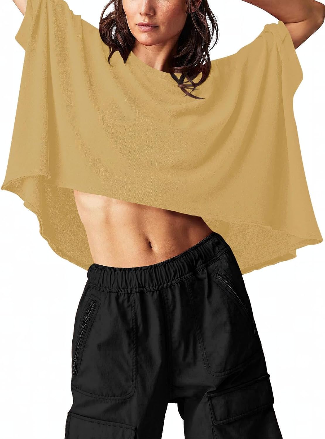 Women's Oversized Tshirts Summer Cute Crop Tops Dolman Short Sleeve Loose Flowy Basic Tees - Image 2