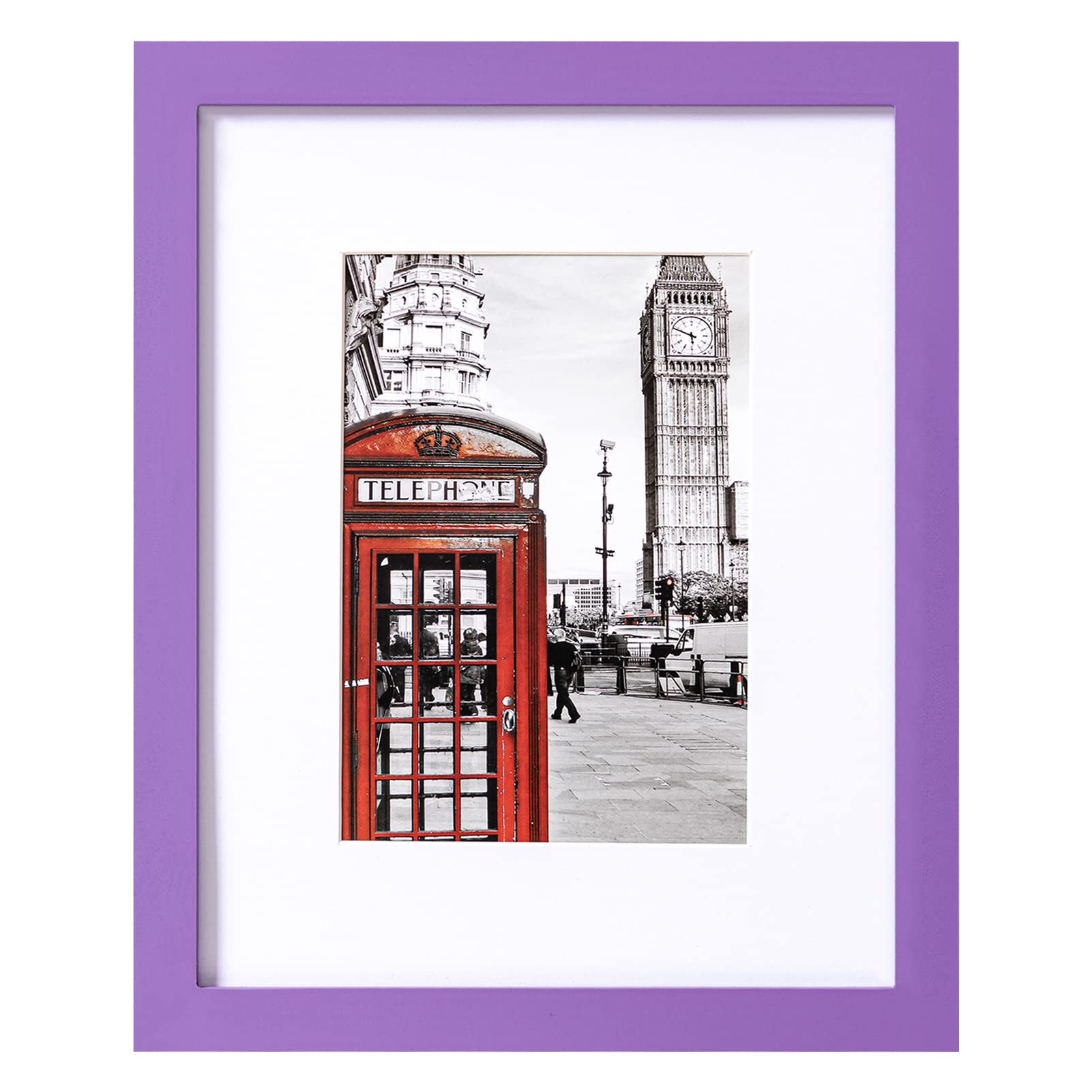 eletecpro 8x10 Picture Frame Made of Solid Wood and HD Glass Colourful Frame Display 5x7 Photo with Mat or 8x10 without Mat Home Decor for Wall and Tabletop Purple 1 Pack