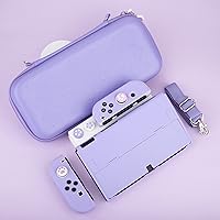 Vista 7 de RHOTALL Sakura Embossing Cute Carrying Case Set for Nintendo Switch OLED, Accessories Bundle for Switch OLED with Hard Case, Screen Protector, 4