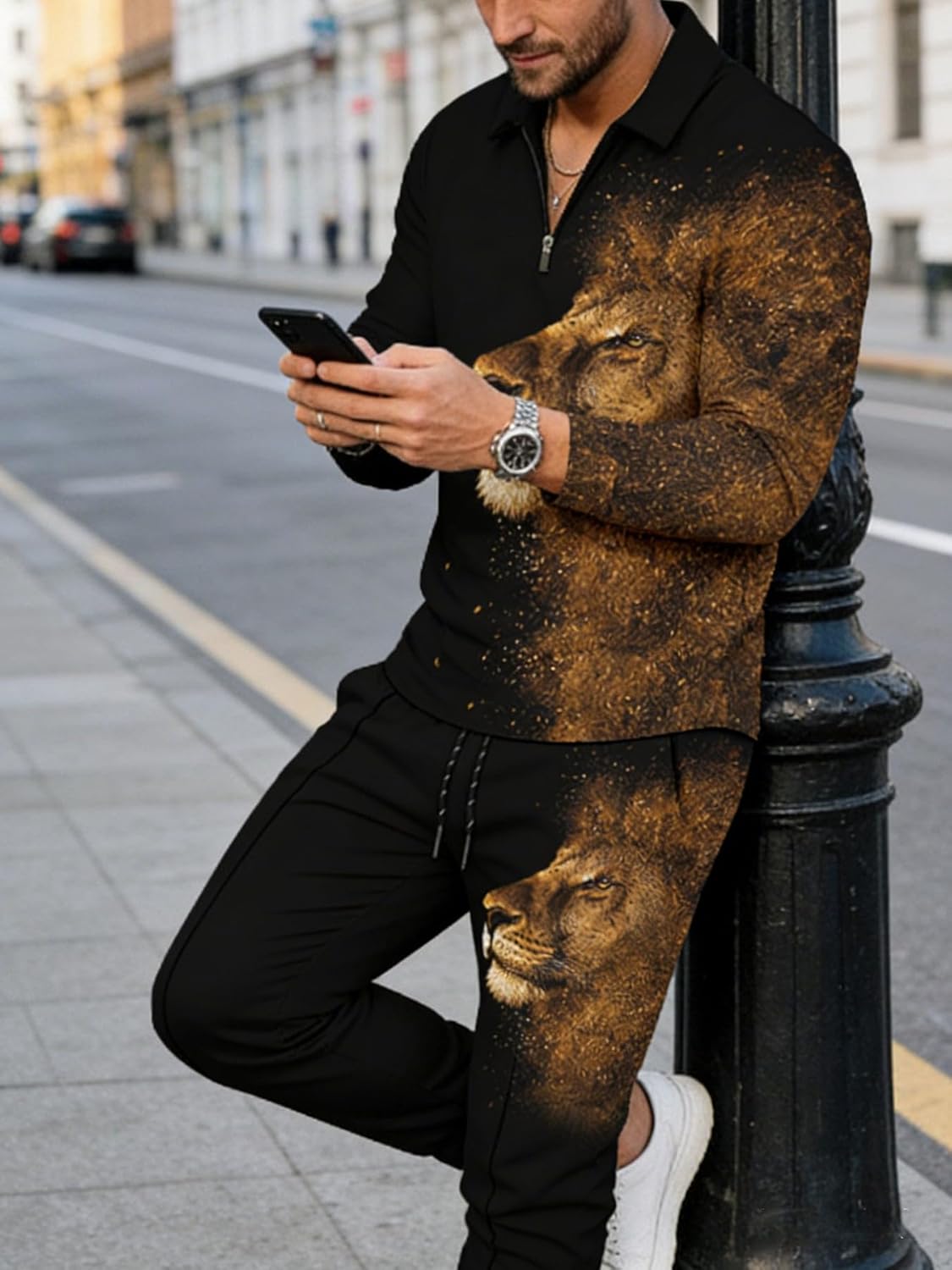 Mens Tracksuit Set 2 Piece Long Sleeve Polo Shirt and Pants Jogging Sweatsuits Sets Casual Fashion Vacation Outfits - Image 3