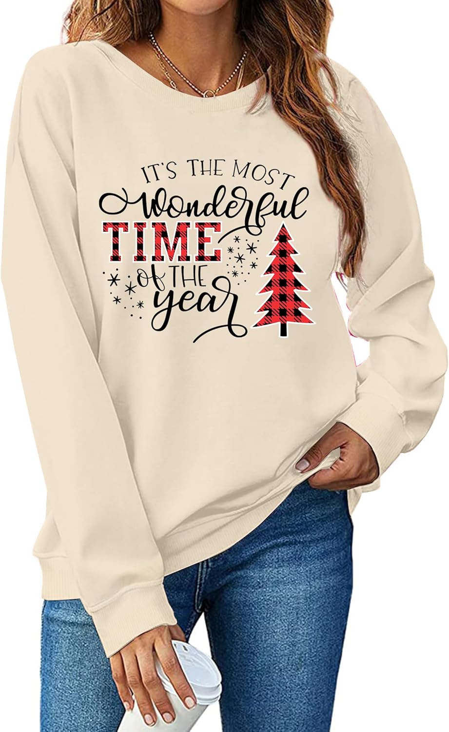 PECHAR Christmas Sweatshirts Women Tis The Season Xmas Shirt Christmas Tree Graphics Tees Holiday Long Sleeve Pullover Tops