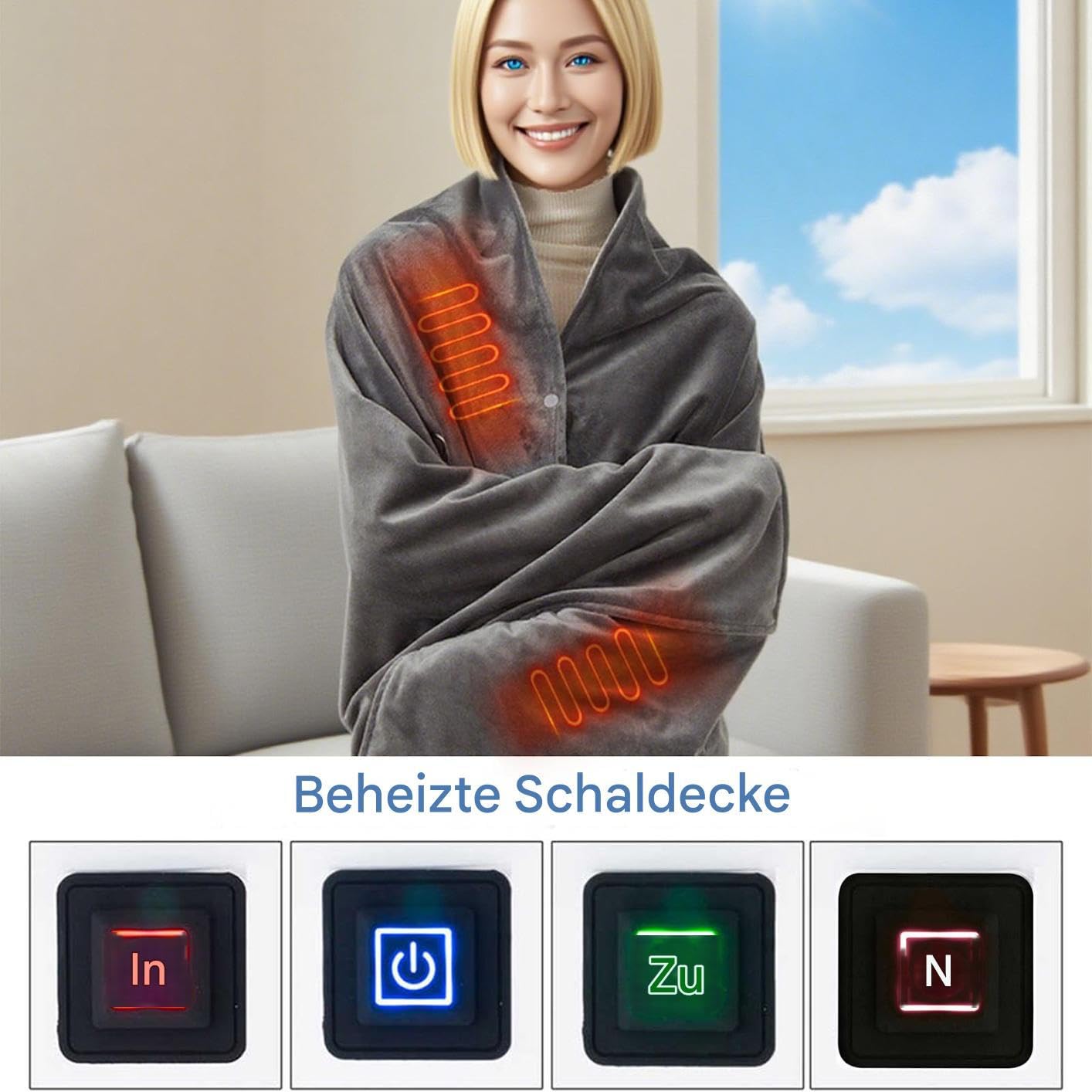 Coperta riscaldata – coperta riscaldata con timer | impostazioni di riscaldamento | spegnimento automatico | display LCD | lavabile in lavatrice | controllo digitale specchio di calore | protezione da