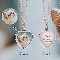 Vista 2 de Collar personalizado para cenizas, regalo conmemorativo para mascotas con texto fotográfico, recuerdo personalizado de joyería de cremación