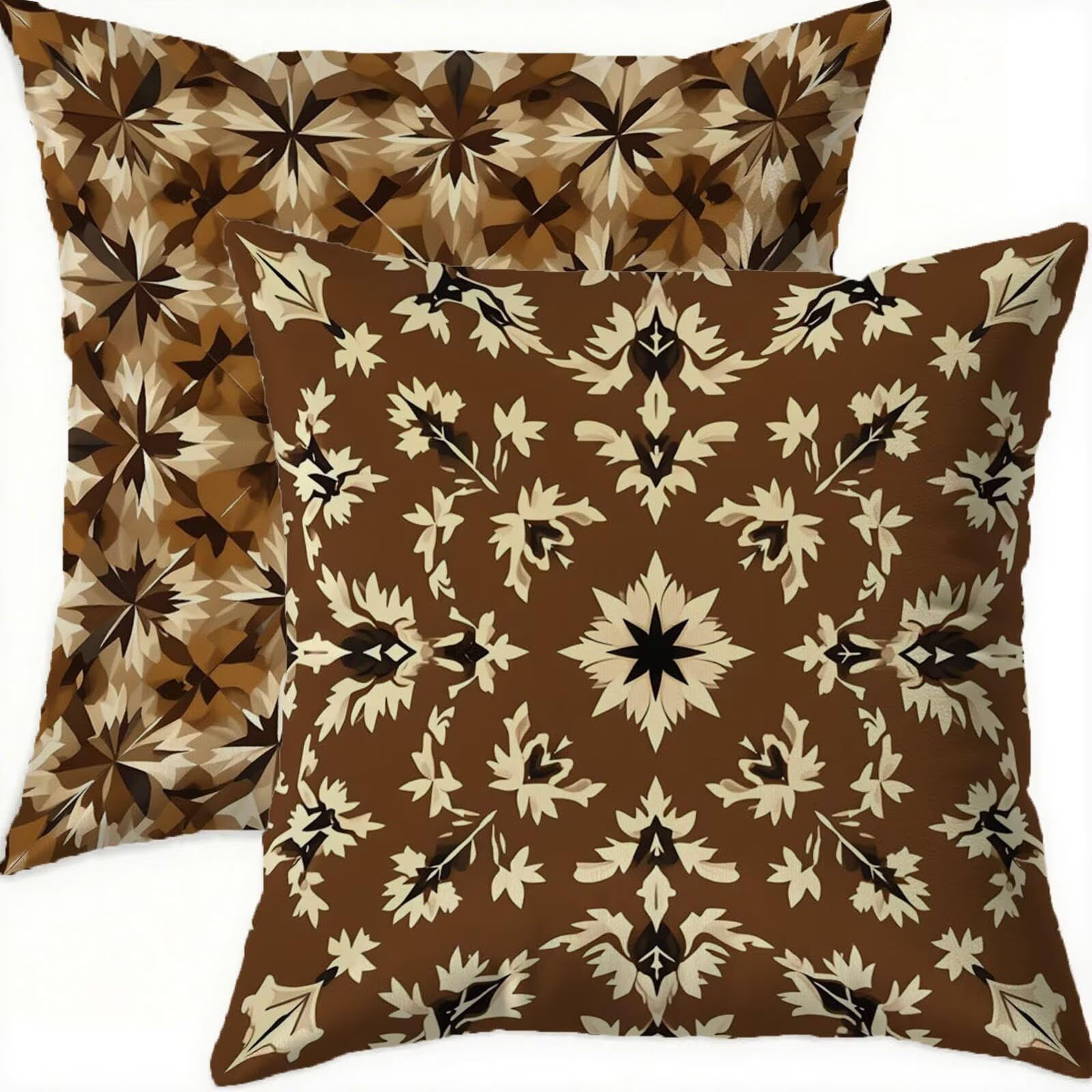 Lot de coussins canapé de velours brun 65x65 pour salon chaleureux
