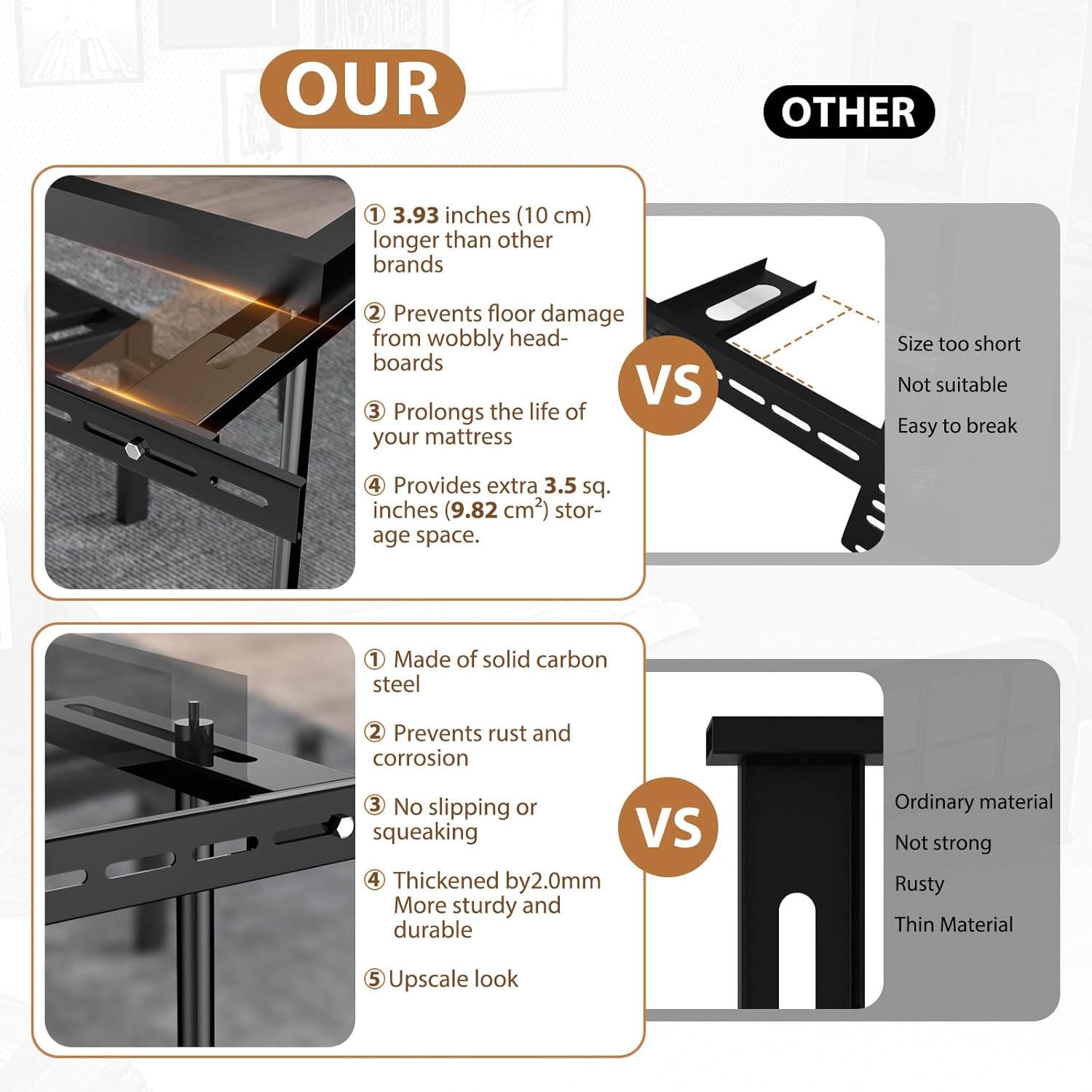 Universal Bed Headboard Brackets, Adjustable Bed Base for Twin/King/Queen/Full Size Beds Headboard Wall Mounting Bracket with Footboard Extension Kit Thickening