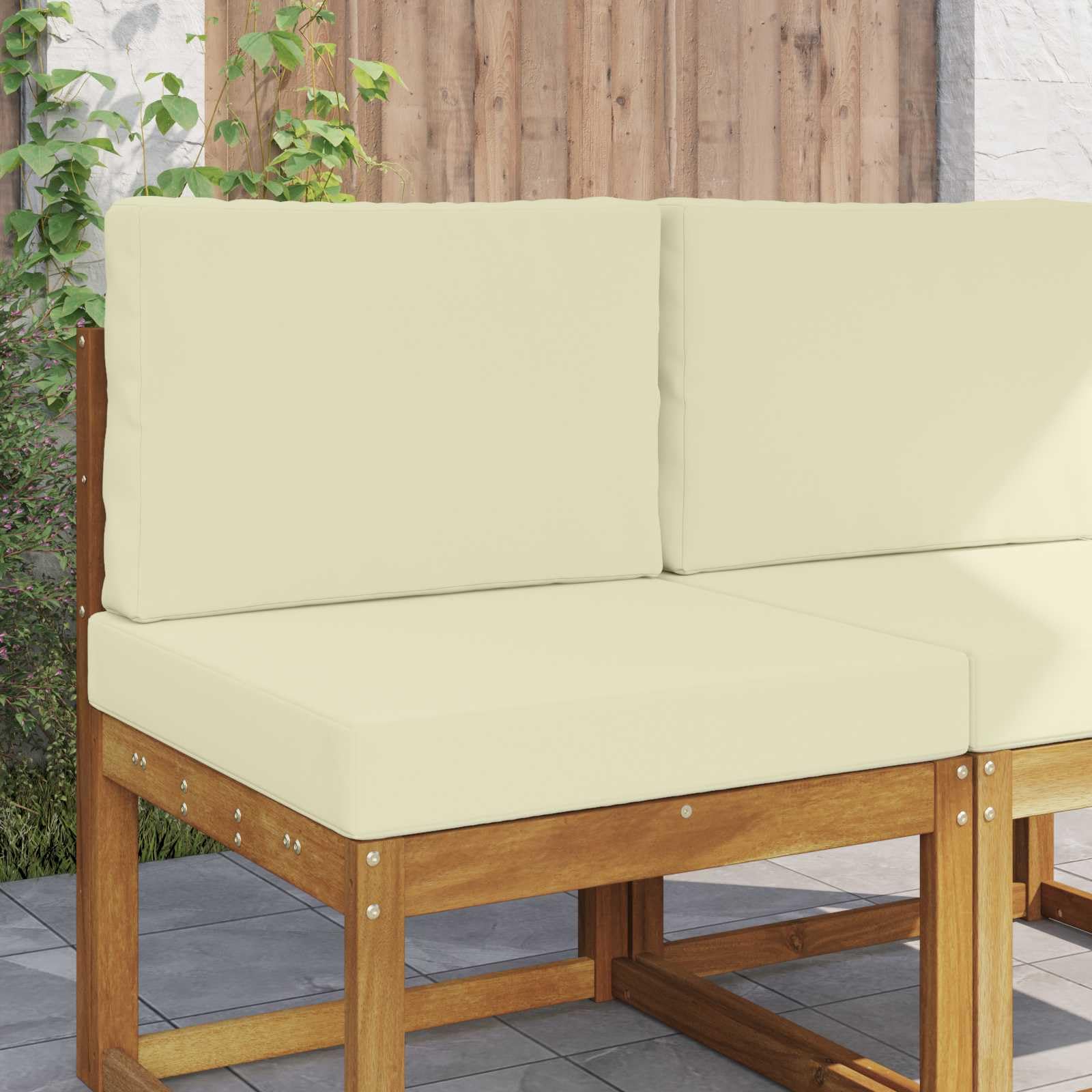 Coussins de canapé d'extérieur crème ergonomiques pour salon de jardin