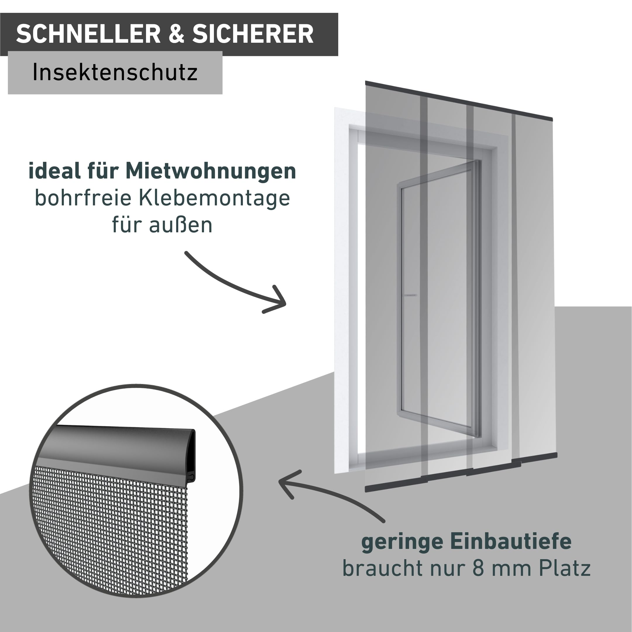 Windhager Insektenschutz PLUS Türvorhang Easy Lamellenvorhang Fliegengitter individuell kürzbar, 120 x 250 cm, anthrazit, 04315, Schwarz