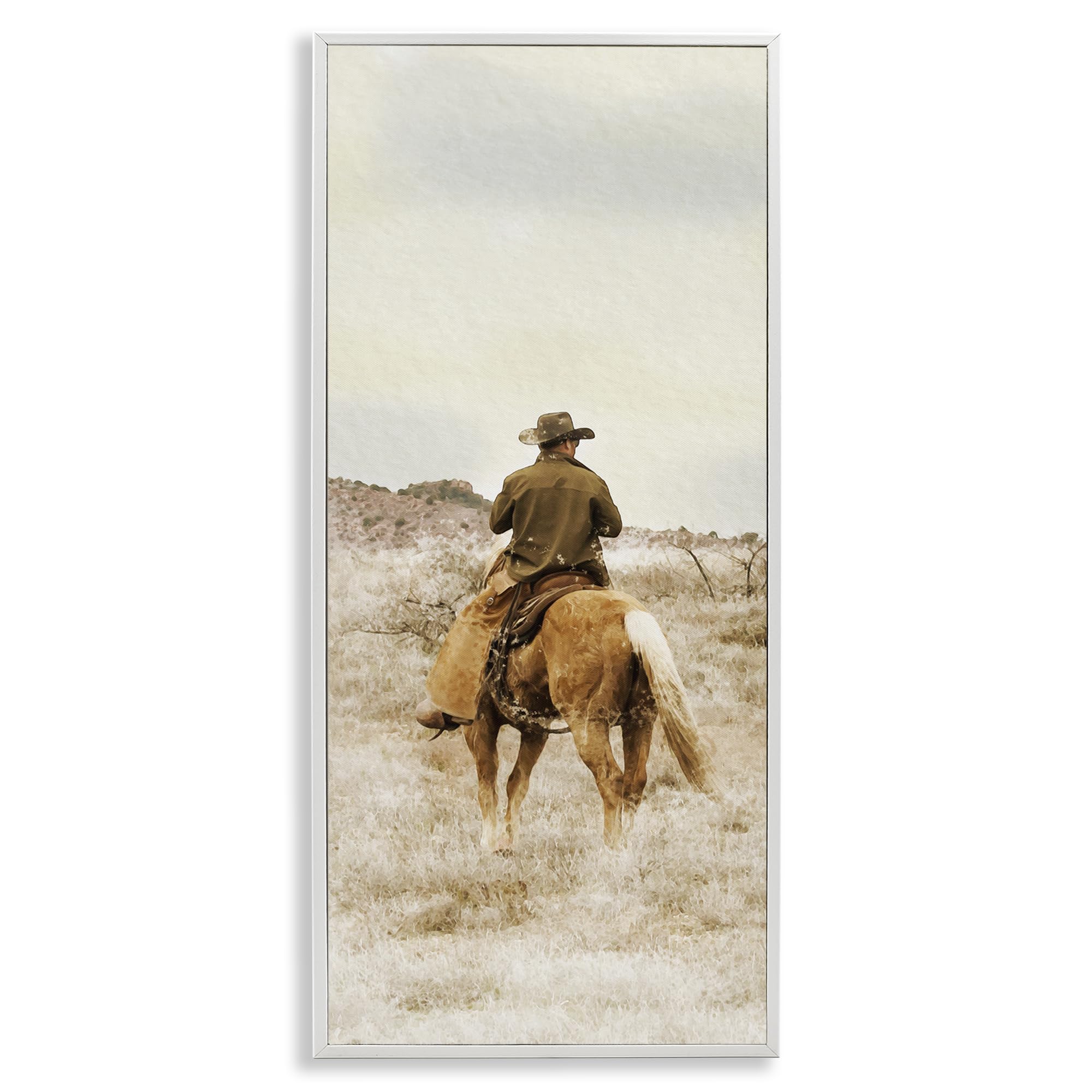 Stupell Industries Coastal White (Textured) 'Wild Wrangling Cowboy'| Framed Giclee Art