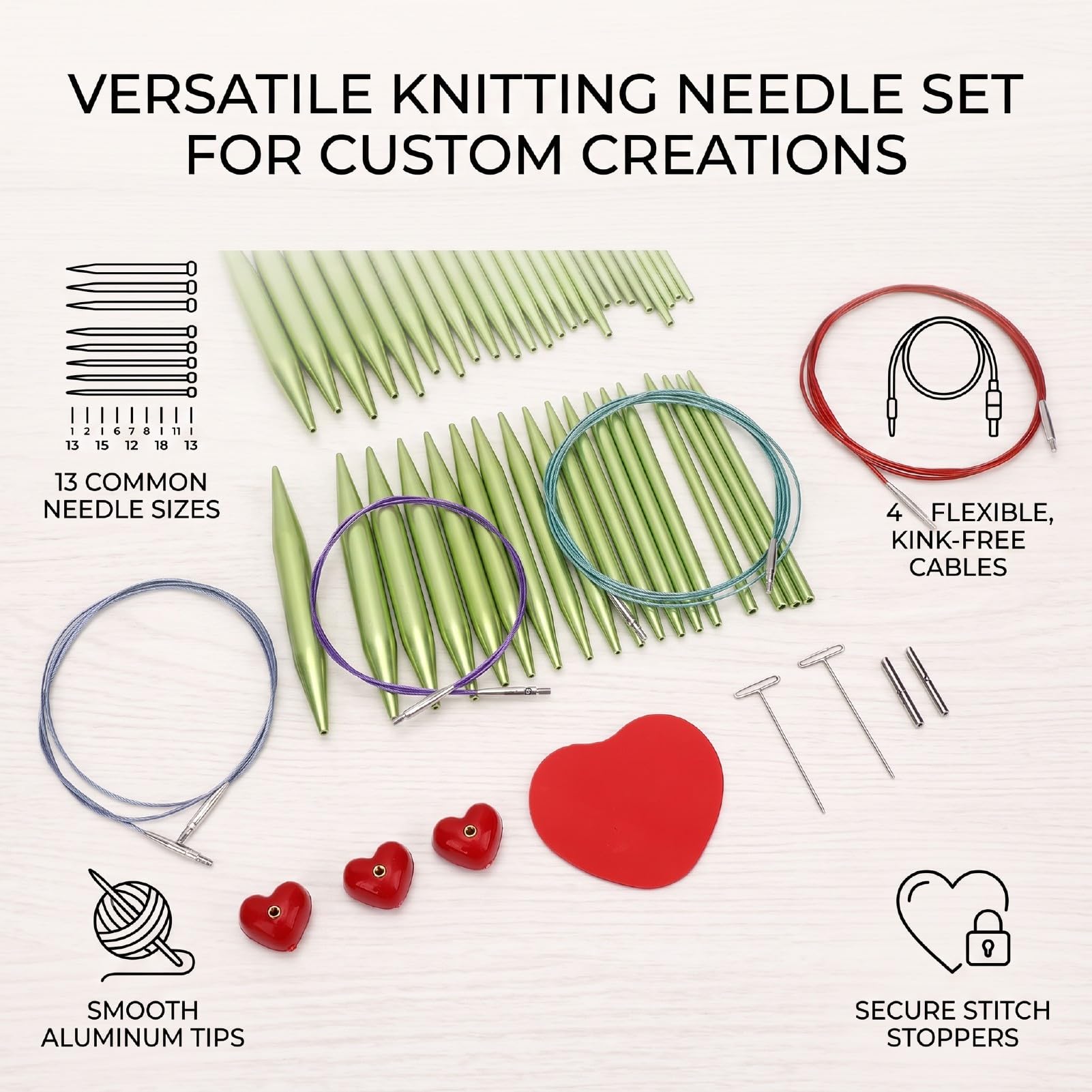 Luocute Austauschbares Stricknadelset, Rundstricknadeln aus Aluminium